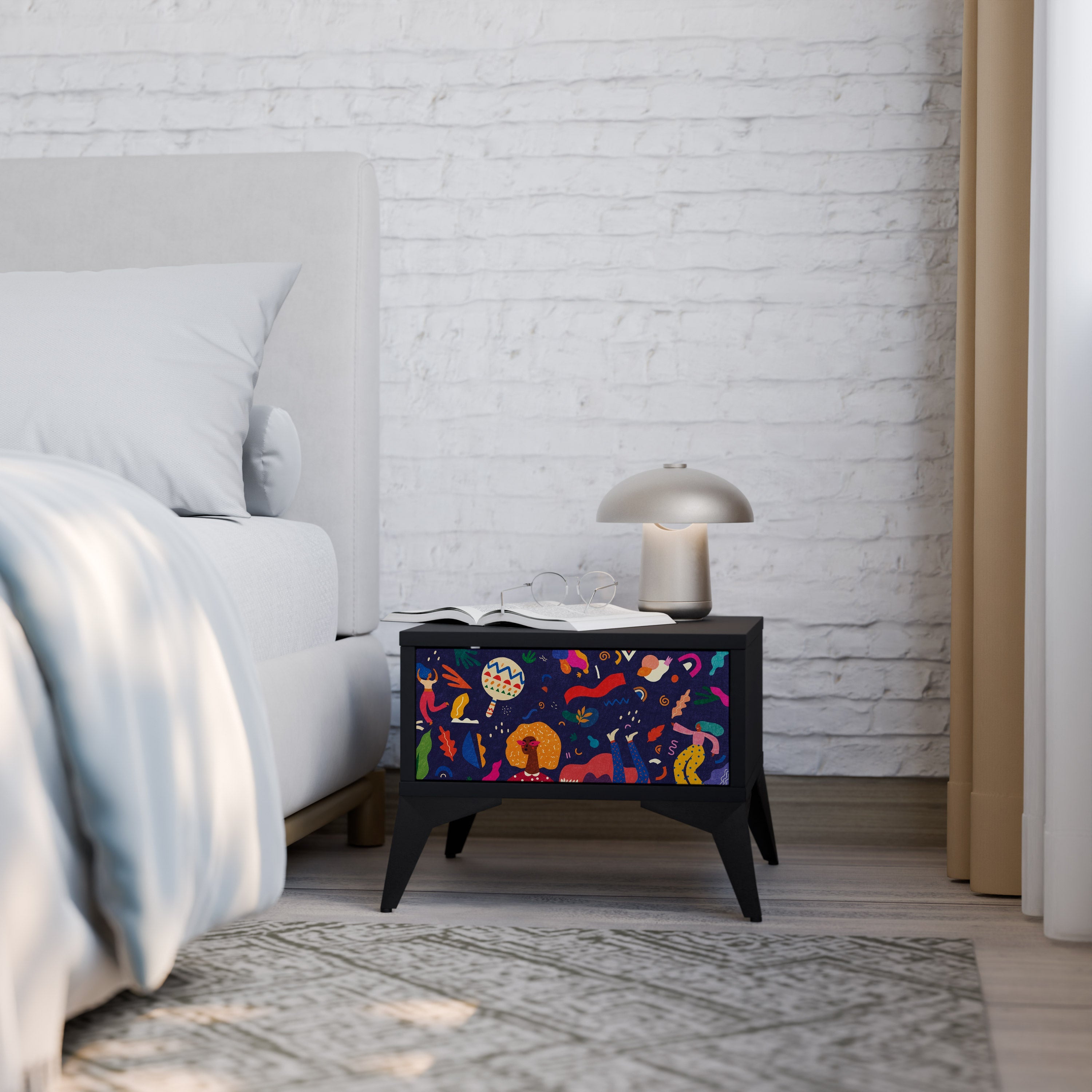 FESTIVE PLEASURES Mesa de Cabeceira em Acabamento Preto