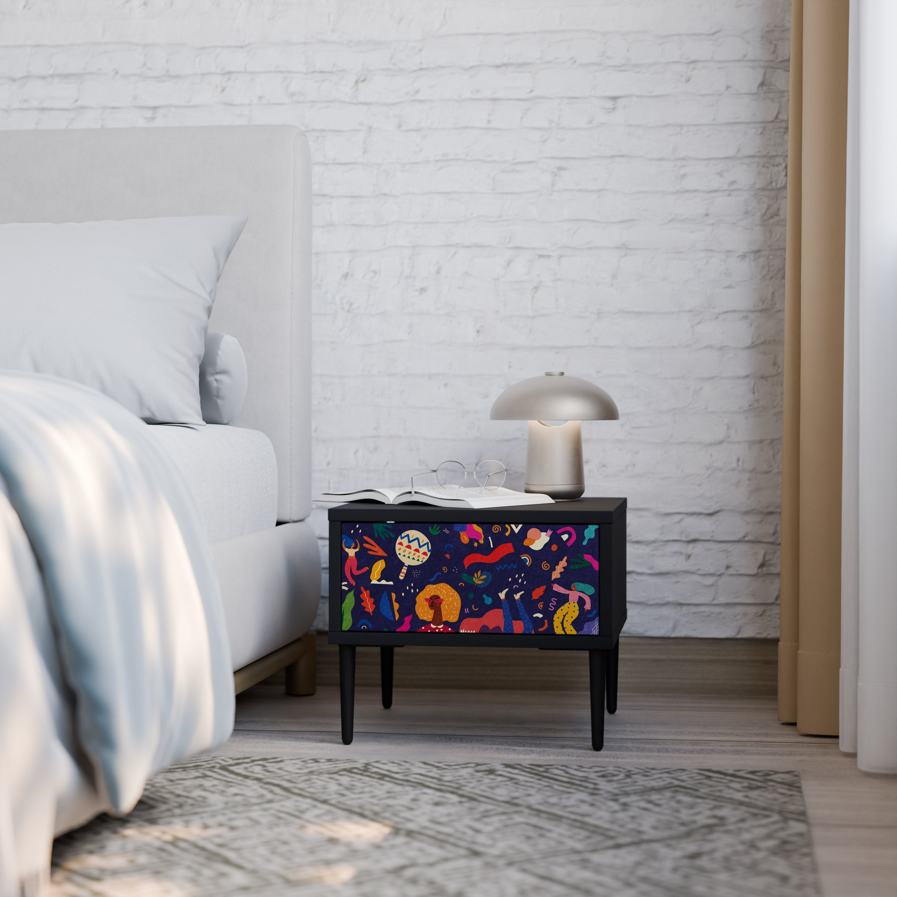 FESTIVE PLEASURES Mesa de Cabeceira em Acabamento Preto