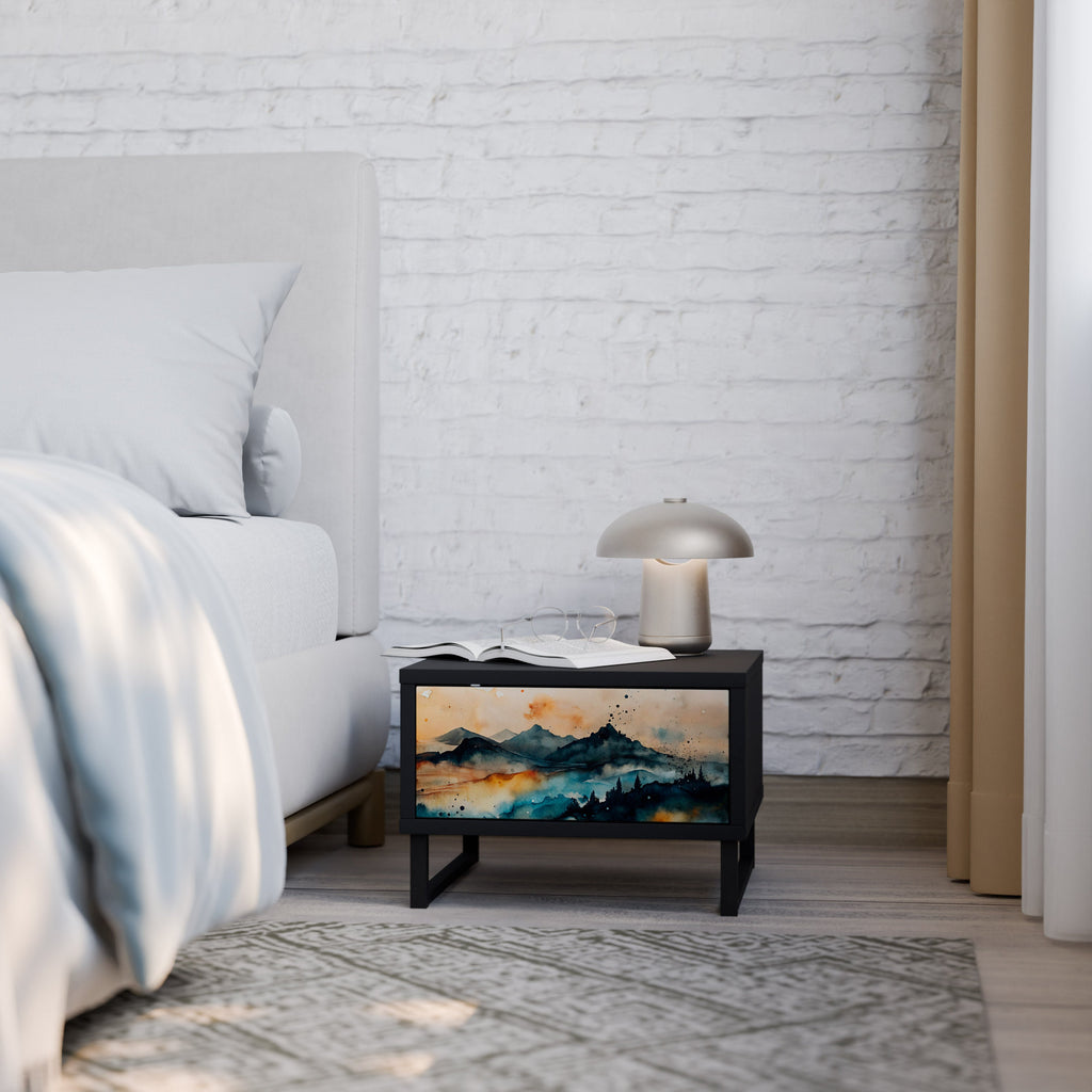 OMINOUS MOUNTAINS Mesa de Cabeceira em Acabamento Preto