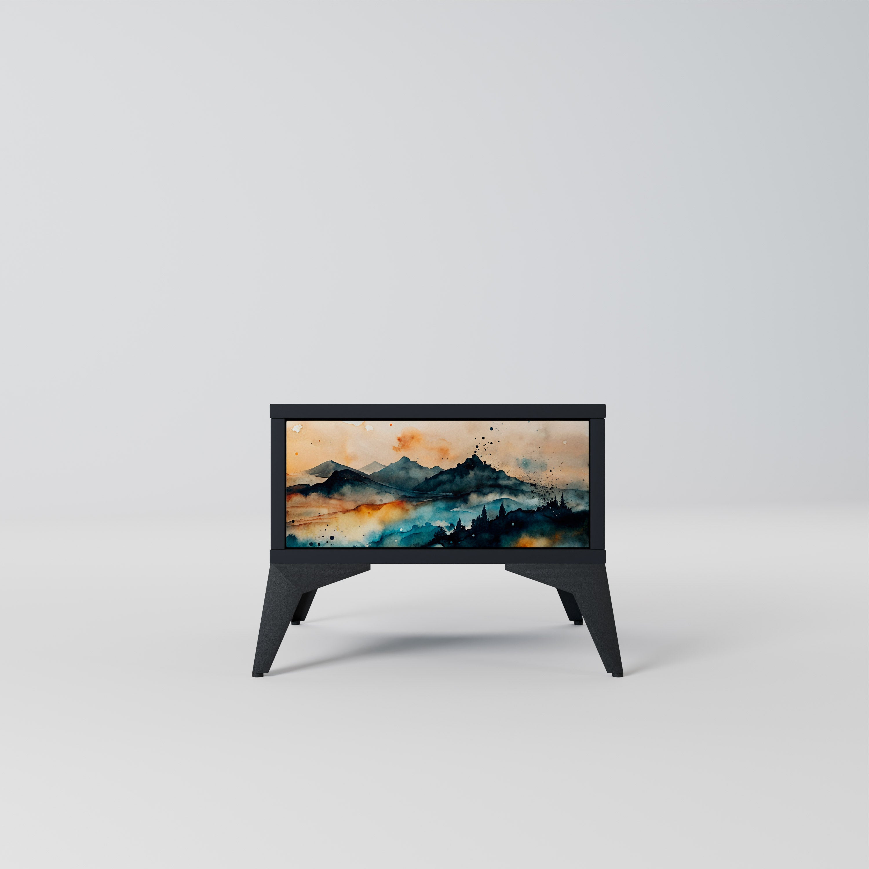 OMINOUS MOUNTAINS Mesa de Cabeceira em Acabamento Preto