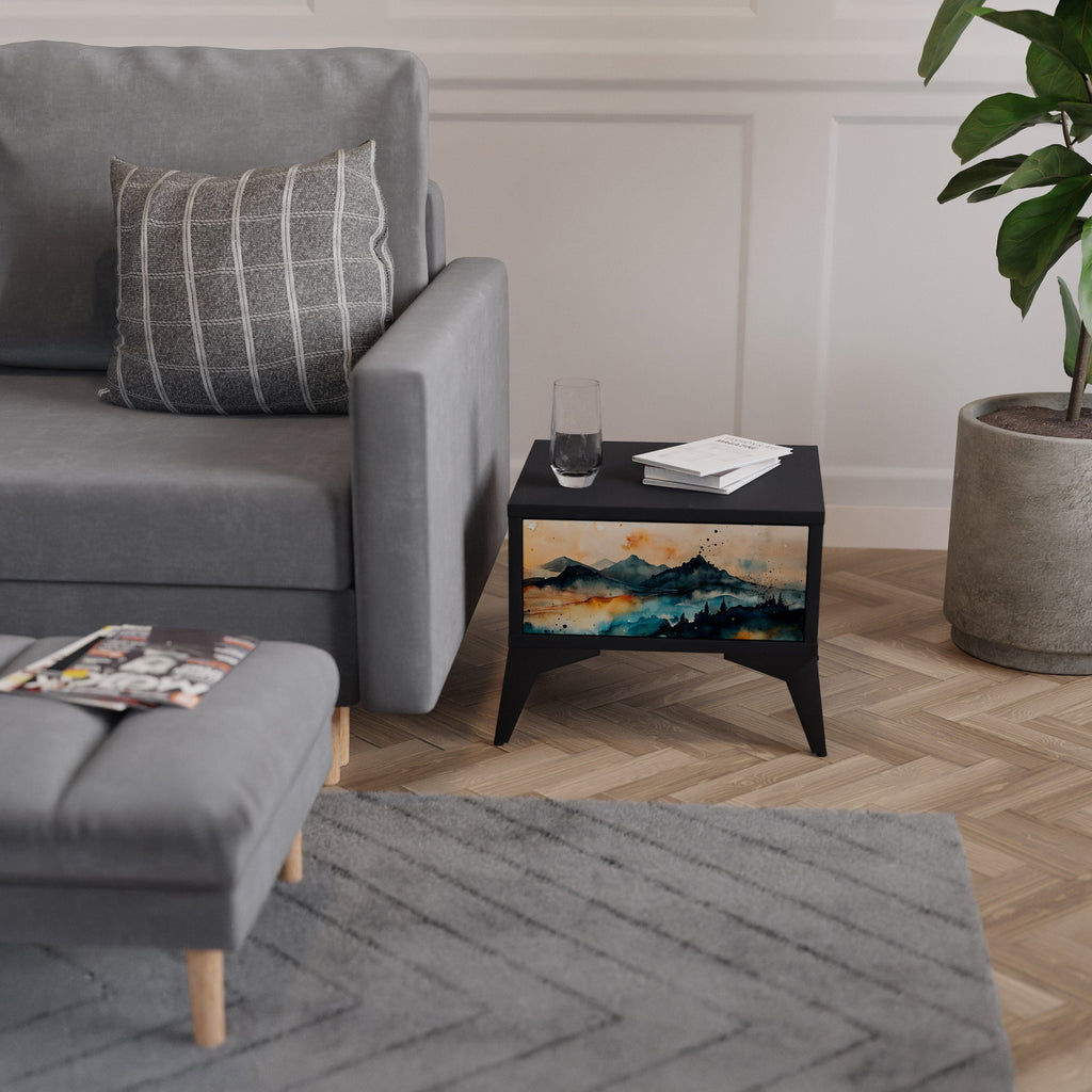 OMINOUS MOUNTAINS Mesa de Cabeceira em Acabamento Preto