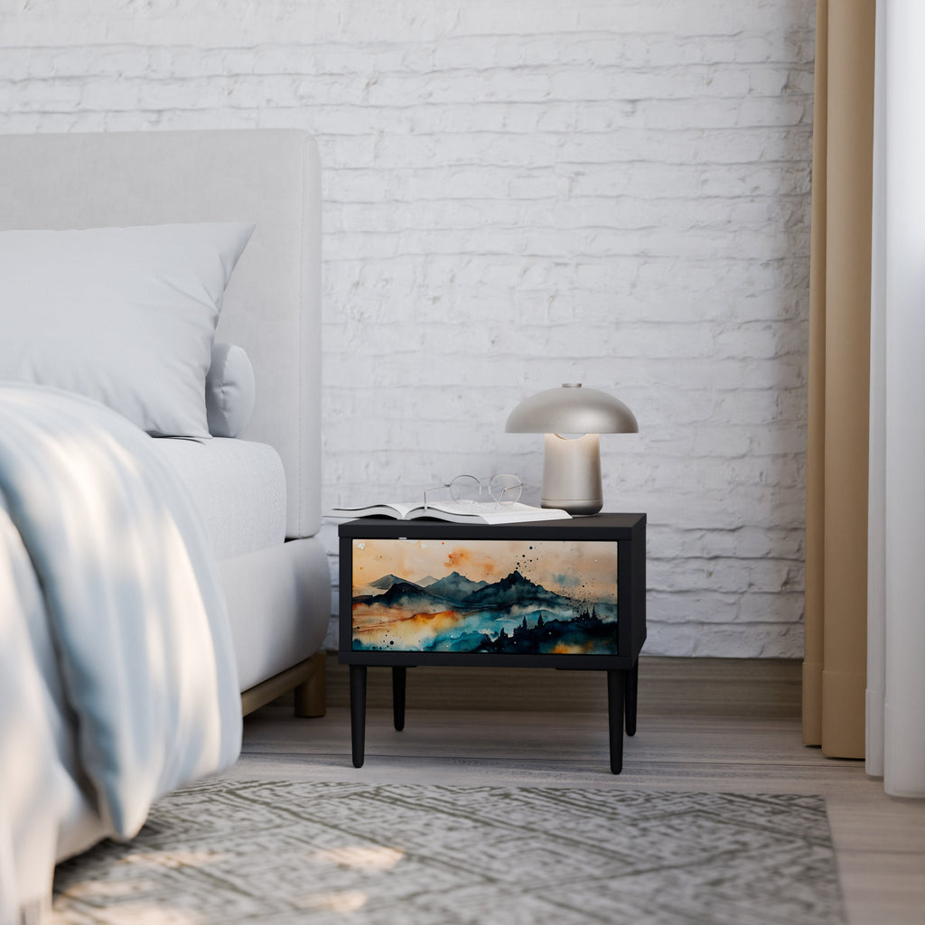 OMINOUS MOUNTAINS Mesa de Cabeceira em Acabamento Preto