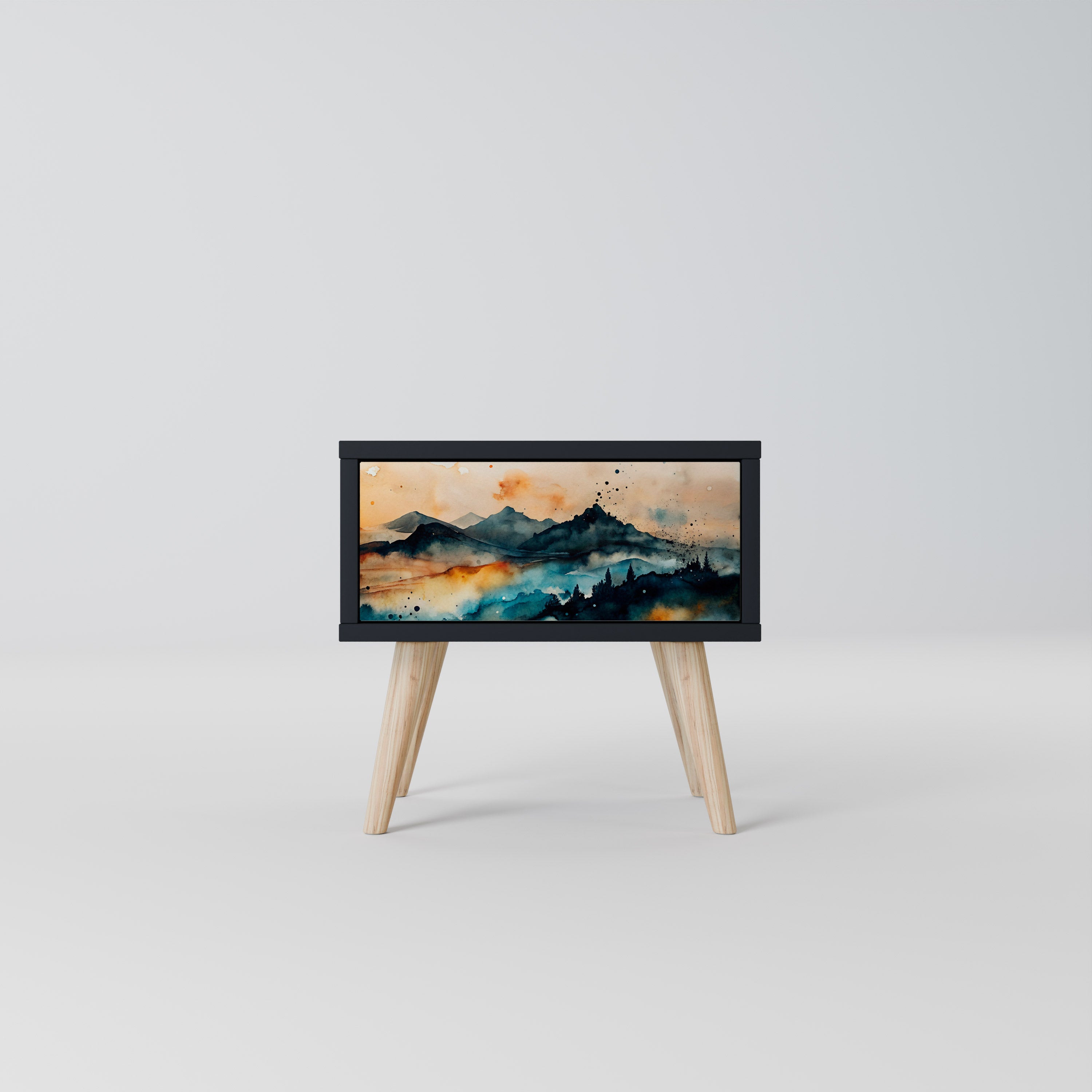 OMINOUS MOUNTAINS Mesa de Cabeceira em Acabamento Preto