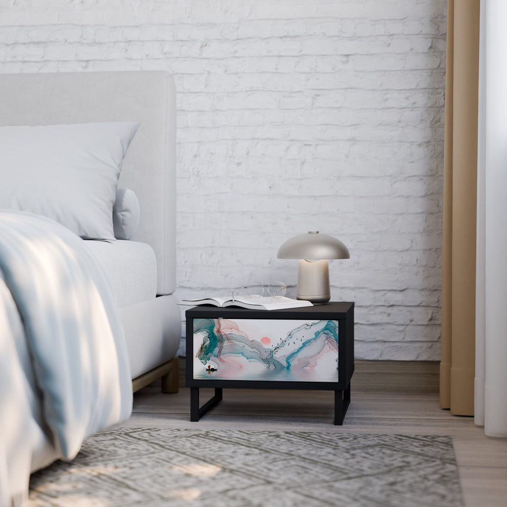 VELVET CROSSING Mesa de Cabeceira em Acabamento Preto