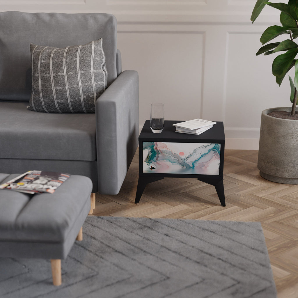 VELVET CROSSING Mesa de Cabeceira em Acabamento Preto