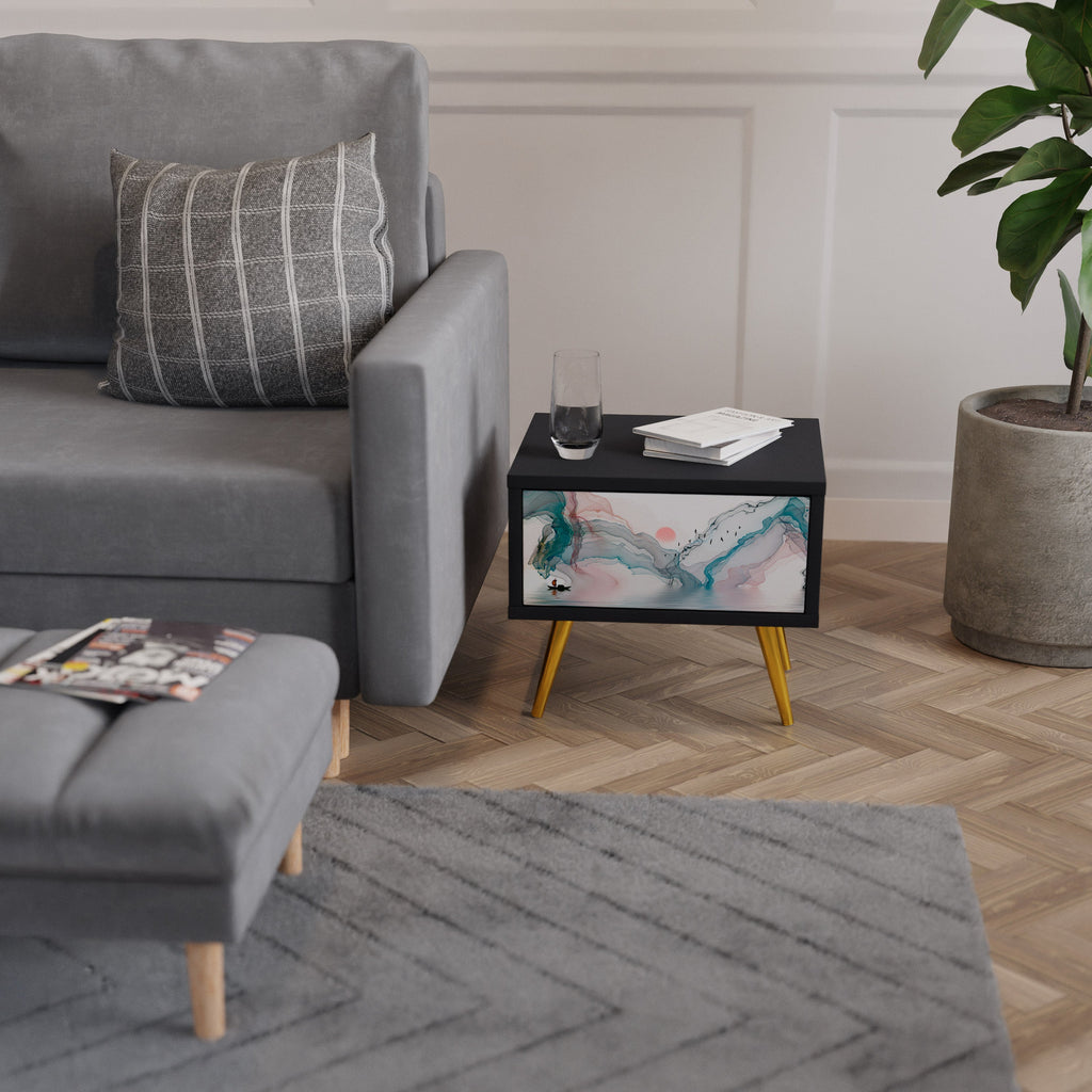 VELVET CROSSING Mesa de Cabeceira em Acabamento Preto