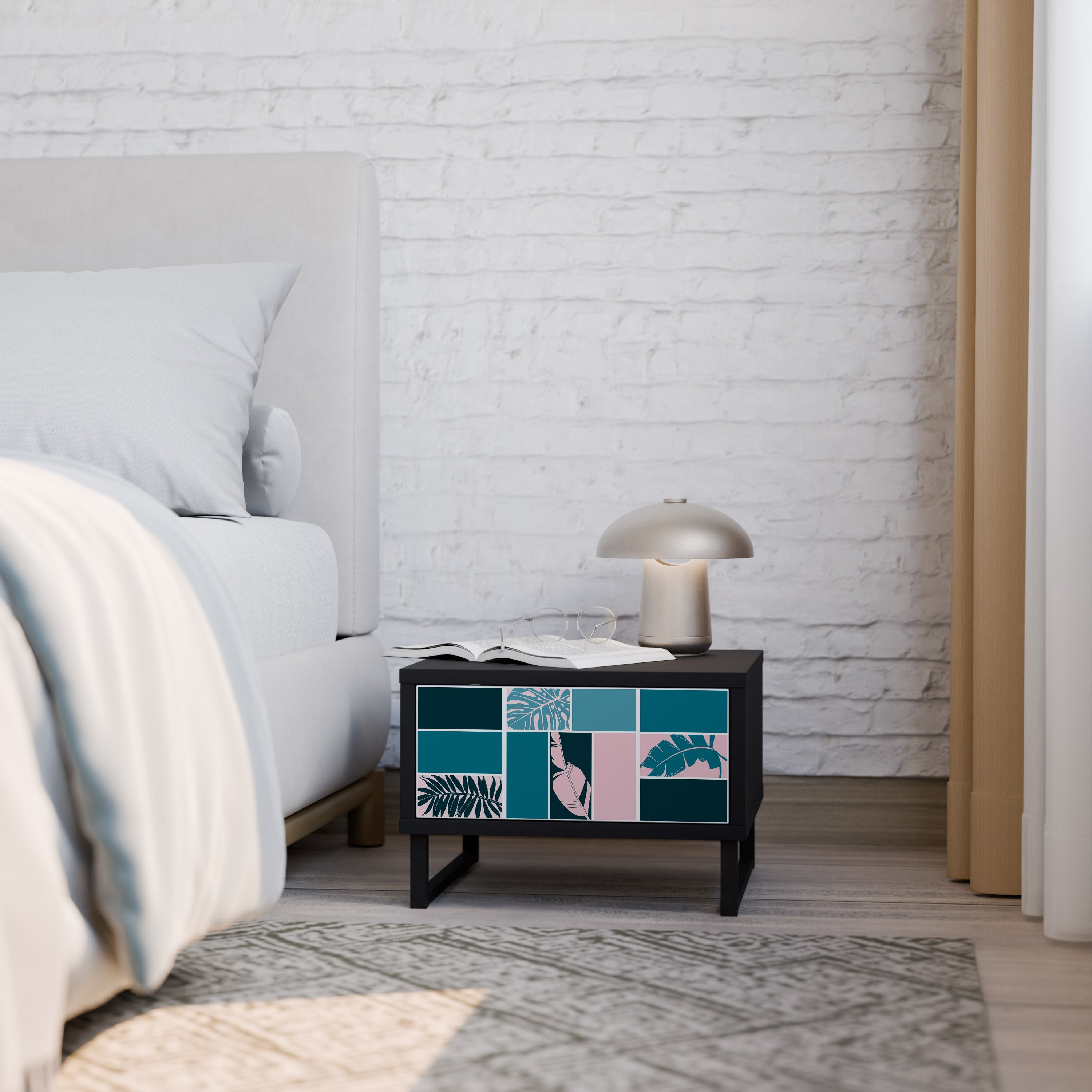 COMBINATION OF SHAPES Mesa de Cabeceira em Acabamento Preto