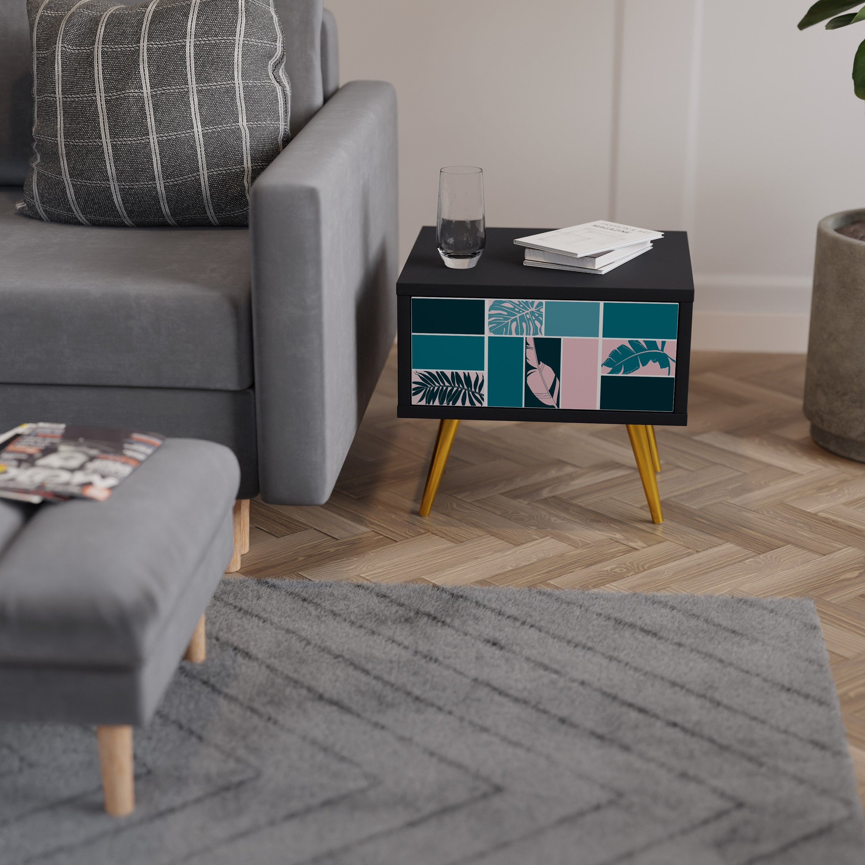 COMBINATION OF SHAPES Mesa de Cabeceira em Acabamento Preto