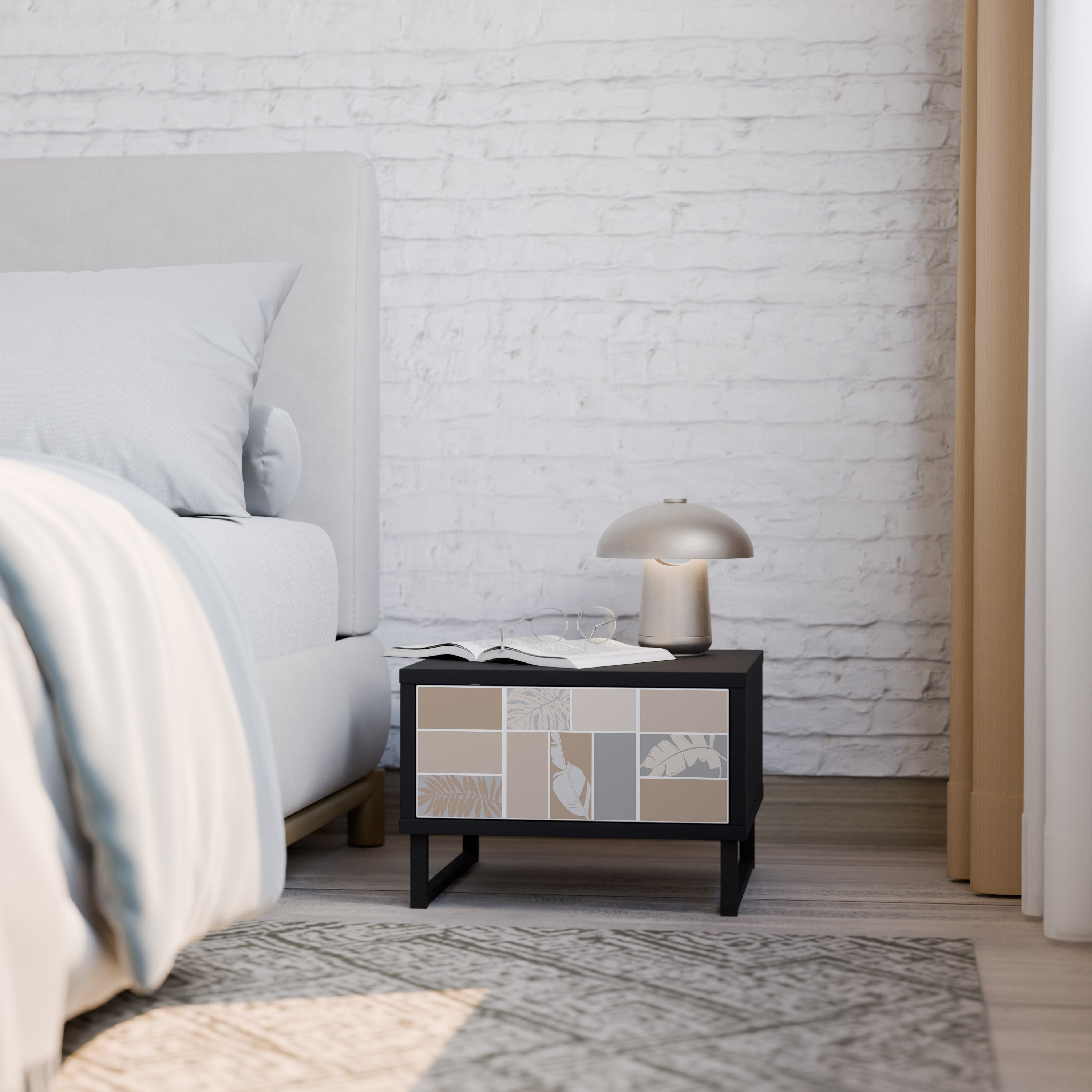 TROPICAL SHAPES Mesa de Cabeceira em Acabamento Preto