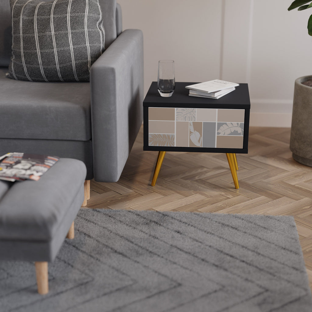 TROPICAL SHAPES Mesa de Cabeceira em Acabamento Preto