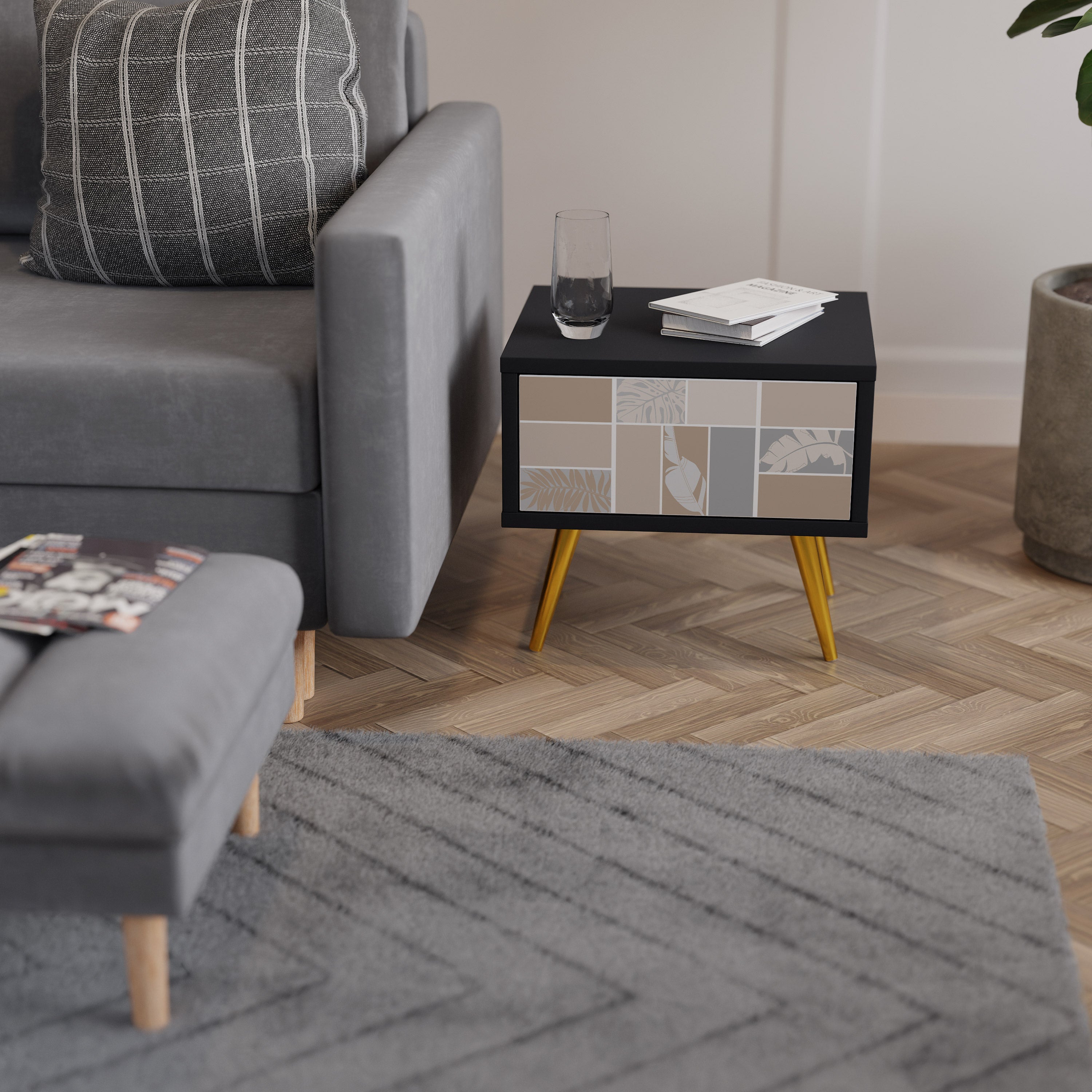 TROPICAL SHAPES Mesa de Cabeceira em Acabamento Preto