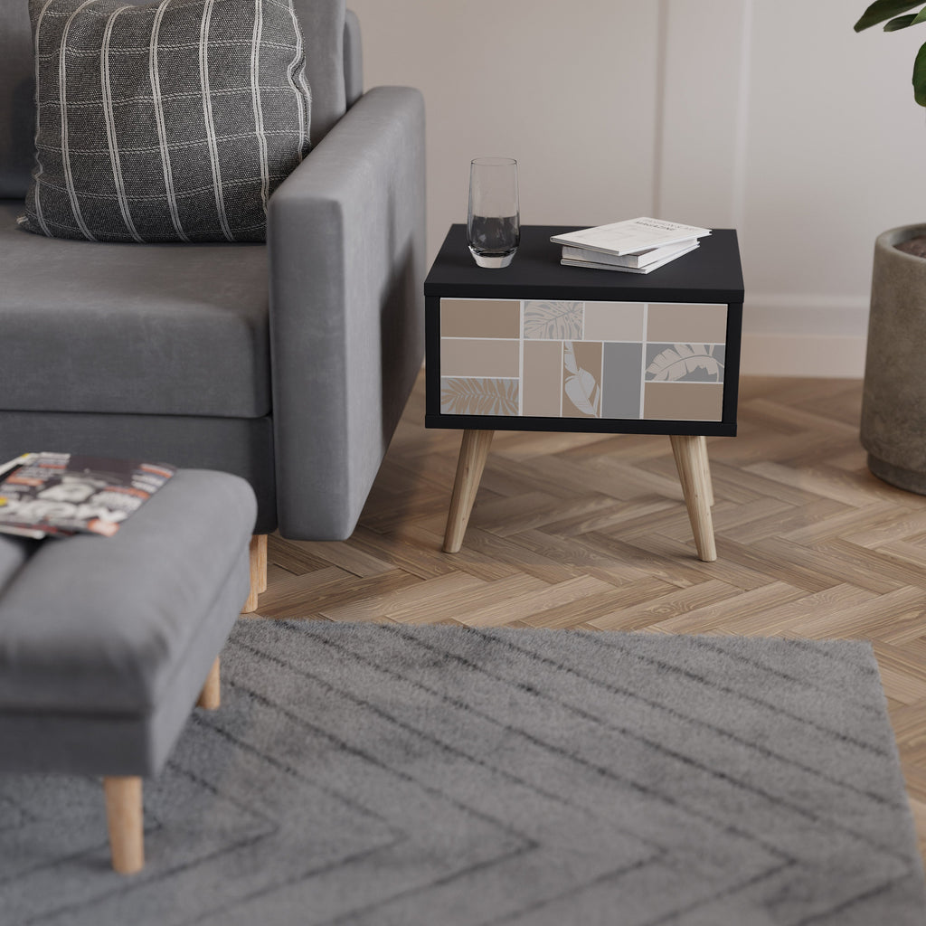 TROPICAL SHAPES Mesa de Cabeceira em Acabamento Preto