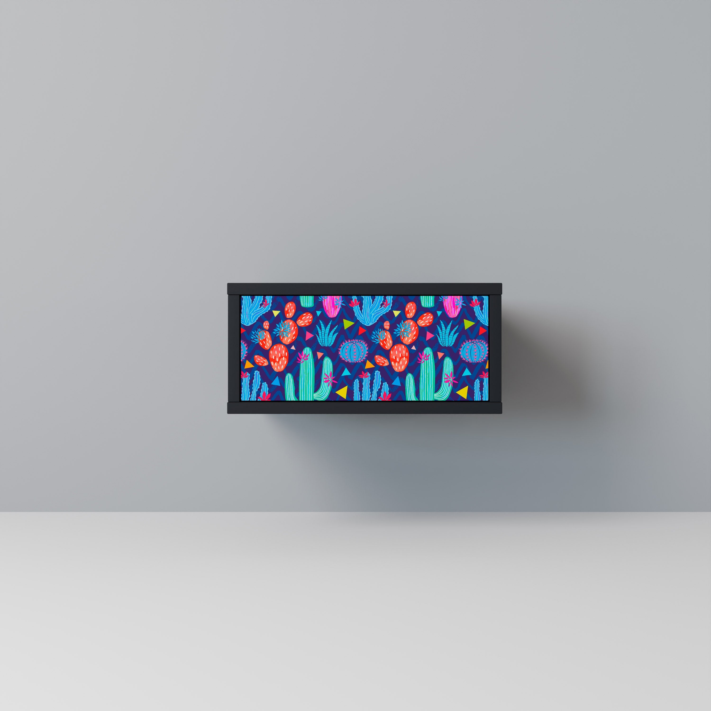 CACTUS VIBES Mesa de Cabeceira em Acabamento Preto