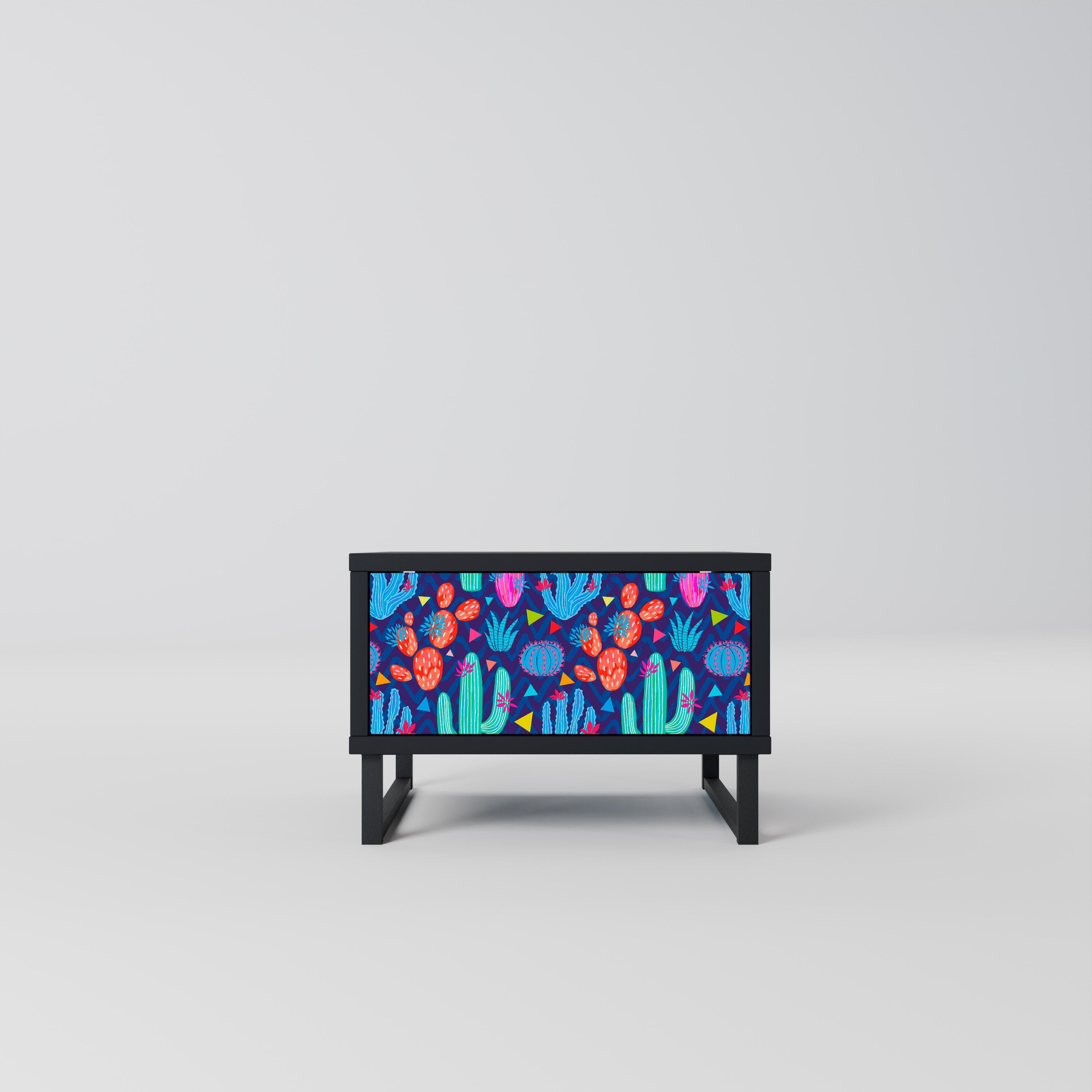 CACTUS VIBES Mesa de Cabeceira em Acabamento Preto