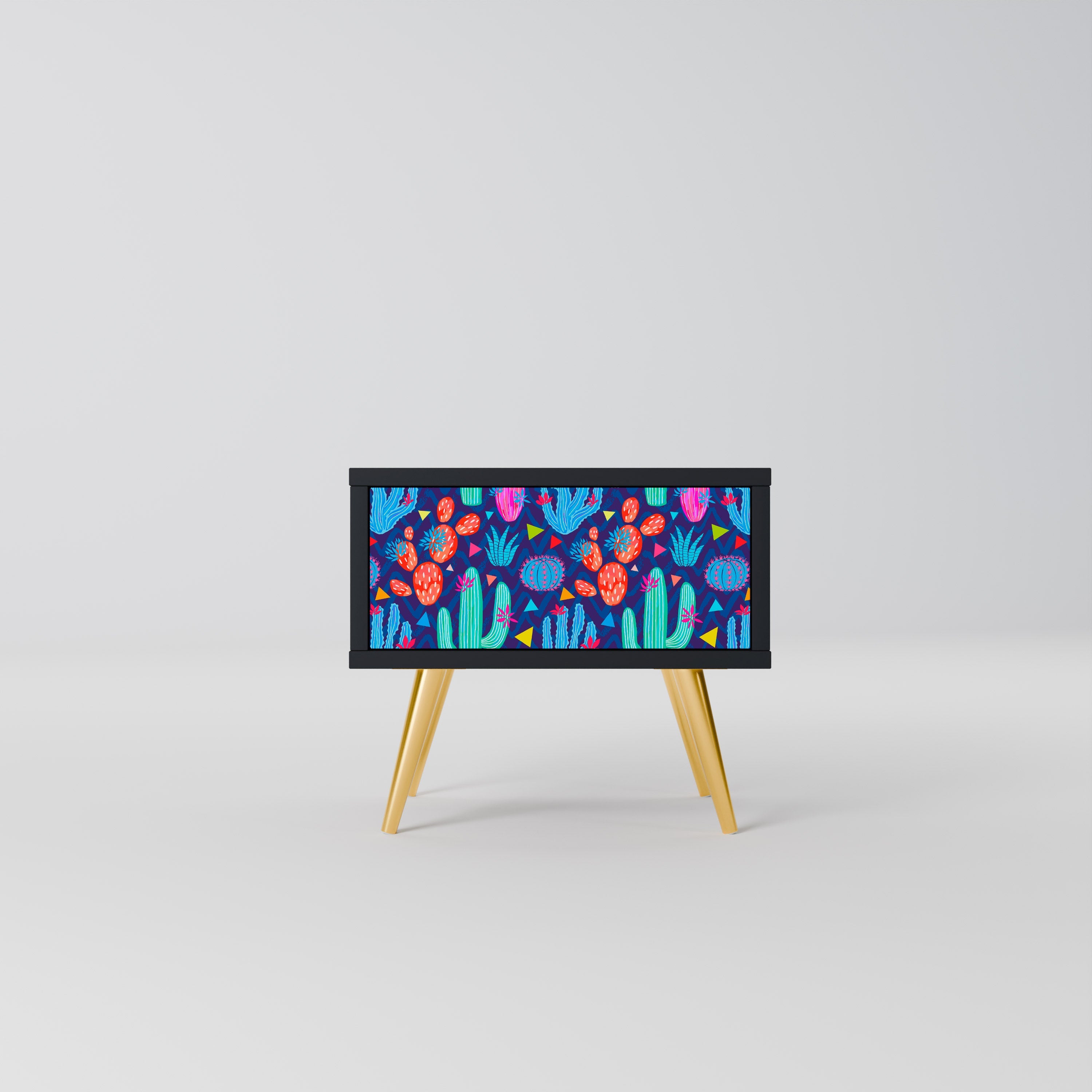 CACTUS VIBES Mesa de Cabeceira em Acabamento Preto