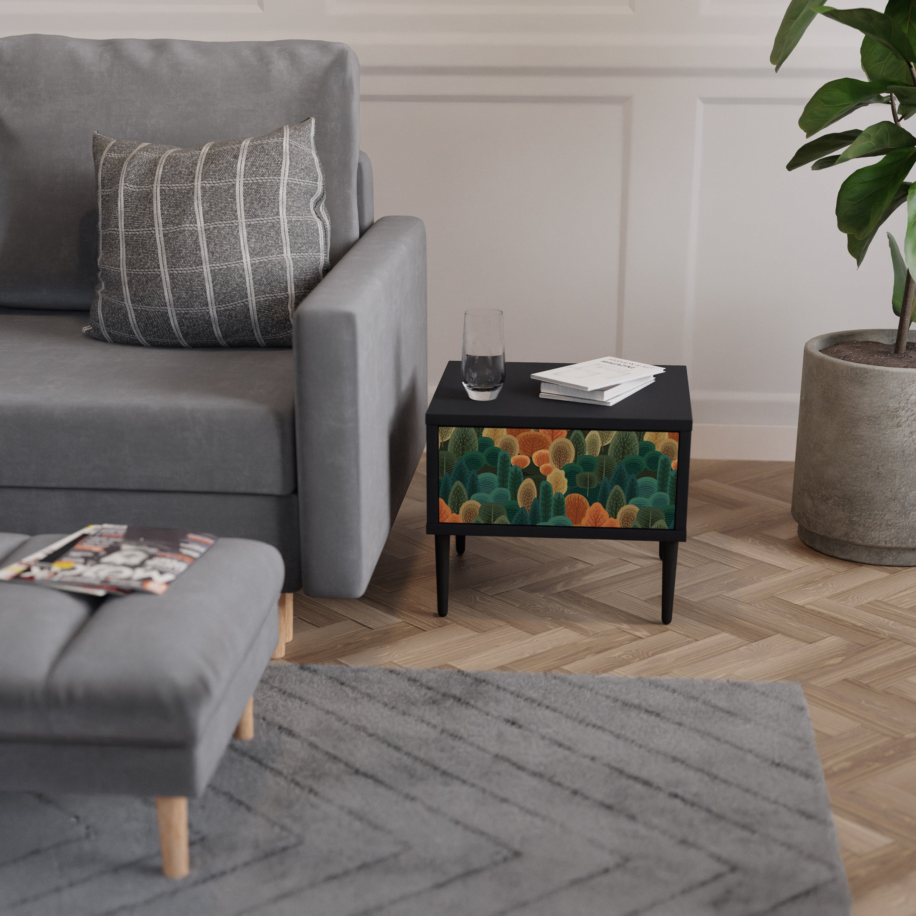 AUTUMN KALEIDOSCOPE Mesa de Cabeceira em Acabamento Preto