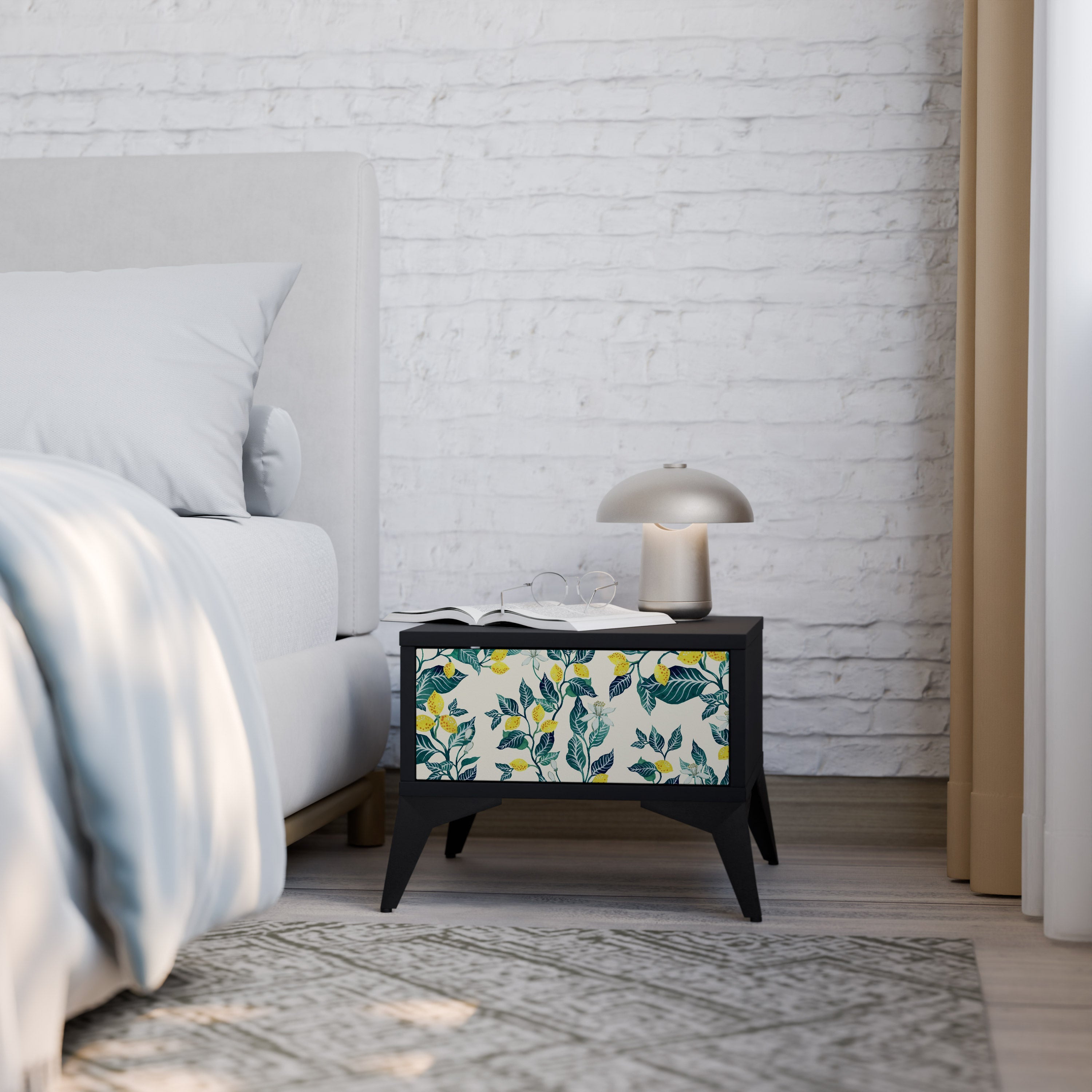 LEMON TREE Mesa de Cabeceira em Acabamento Preto