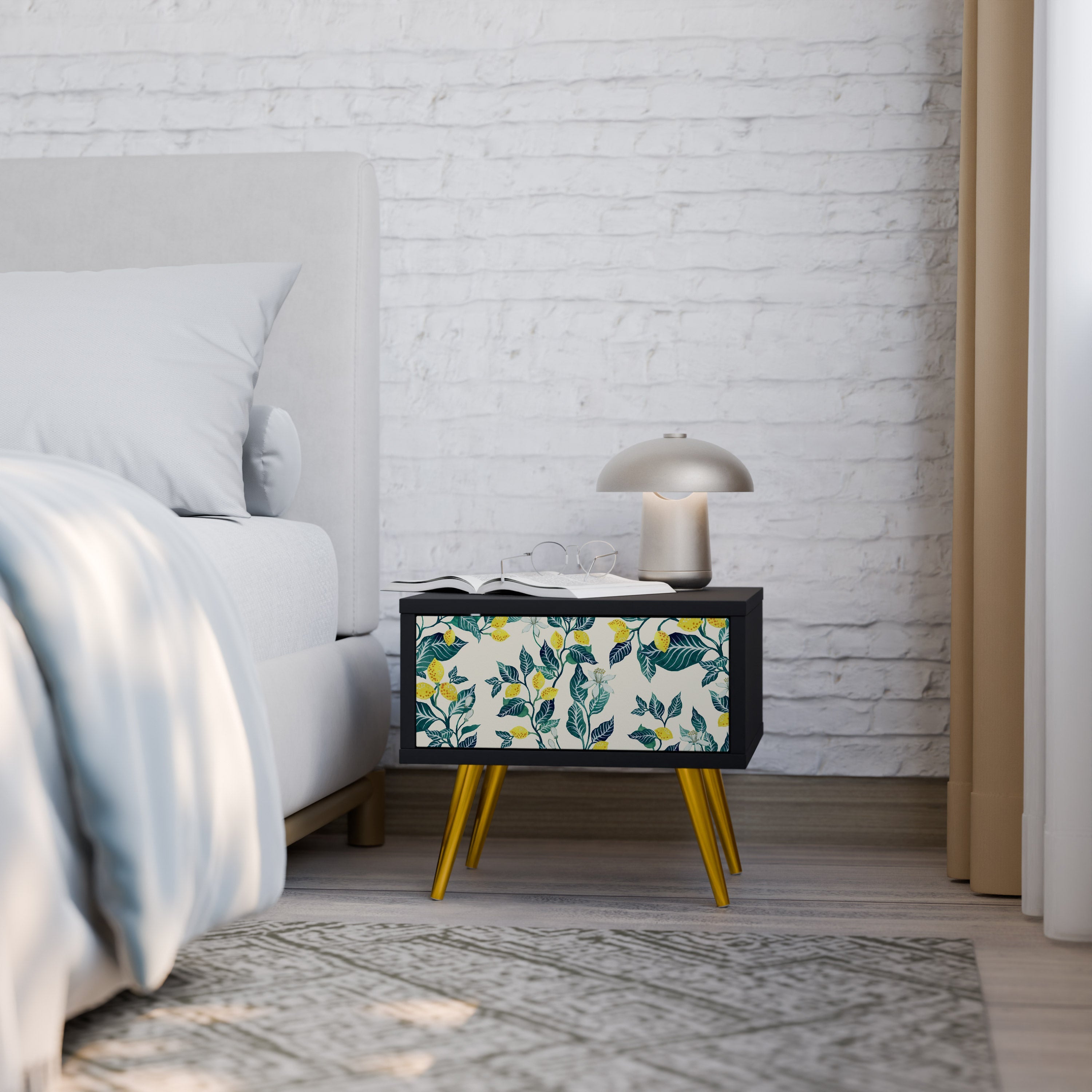 LEMON TREE Mesa de Cabeceira em Acabamento Preto