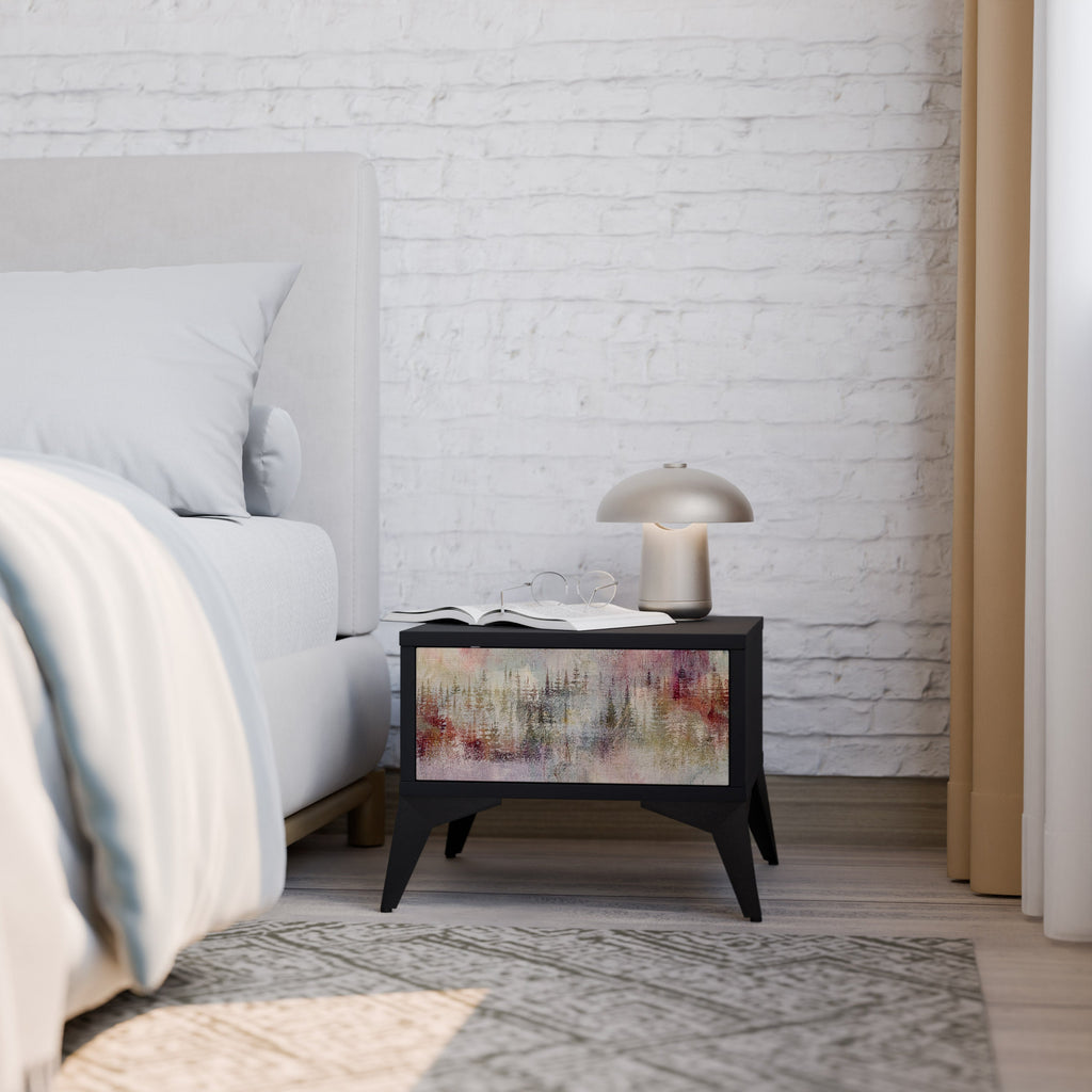 VEILED SUMMIT Mesa de Cabeceira em Acabamento Preto