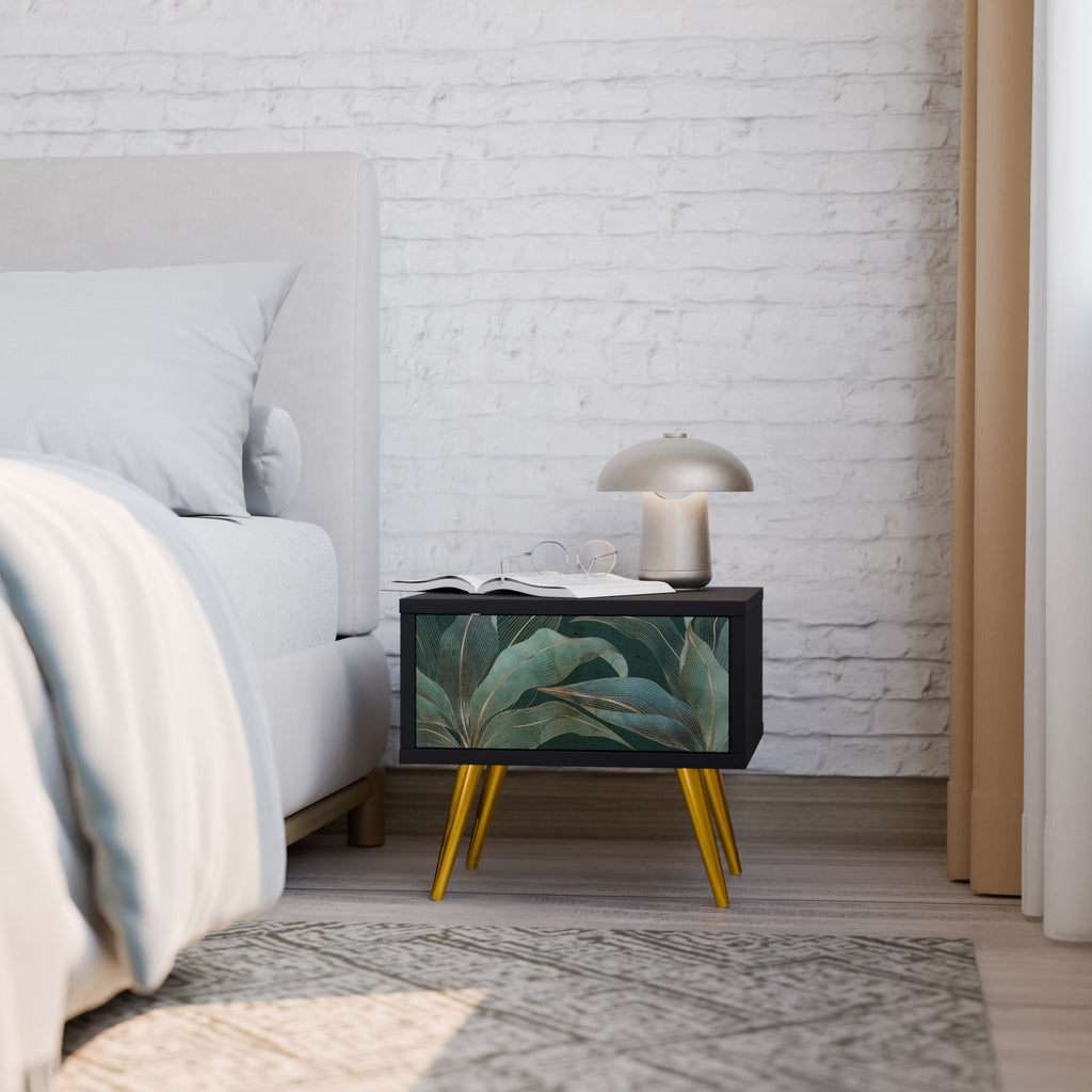 ROYAL GREEN Mesa de Cabeceira em Acabamento Preto