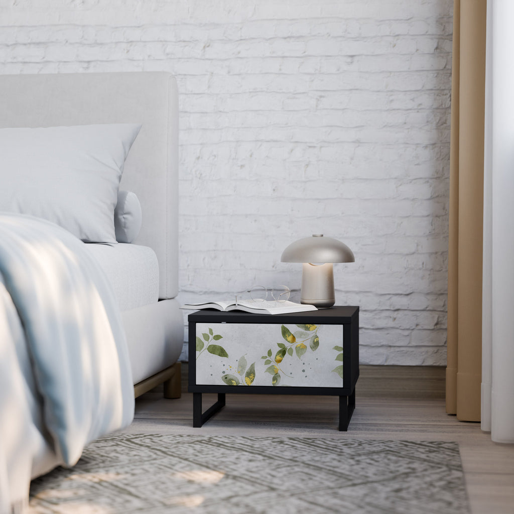 ELEGANT BOTANICS Mesa de Cabeceira em Acabamento Preto
