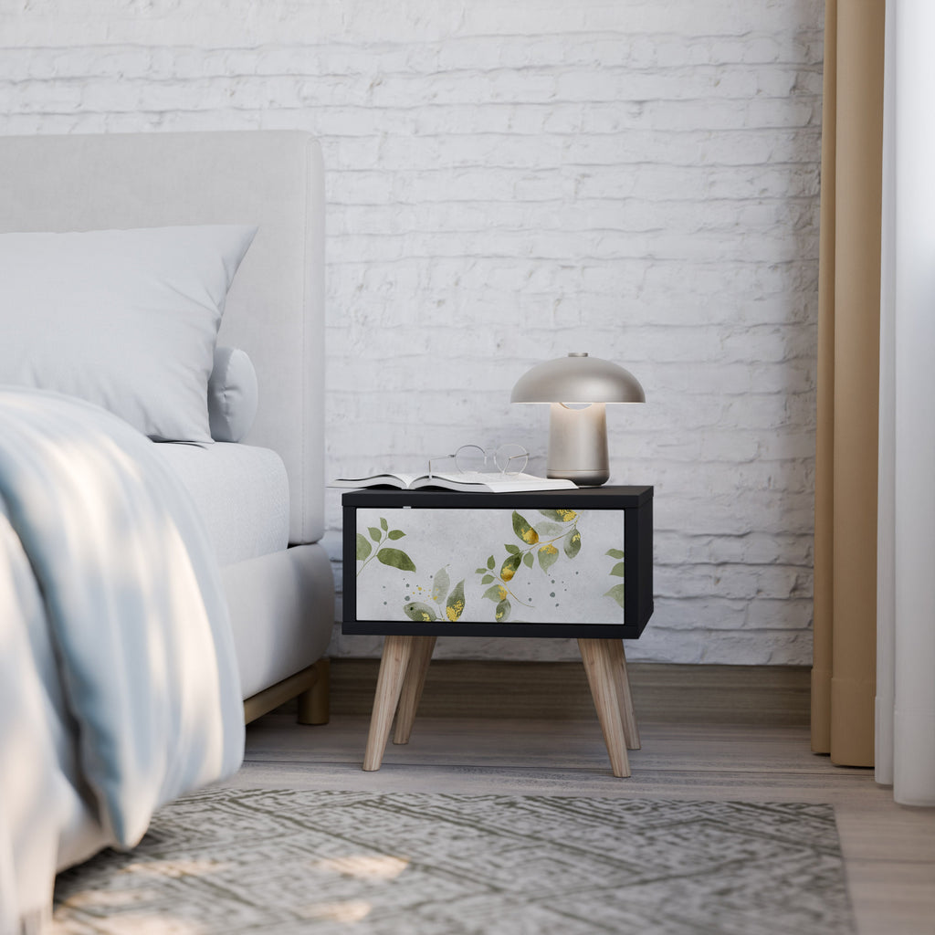 ELEGANT BOTANICS Mesa de Cabeceira em Acabamento Preto