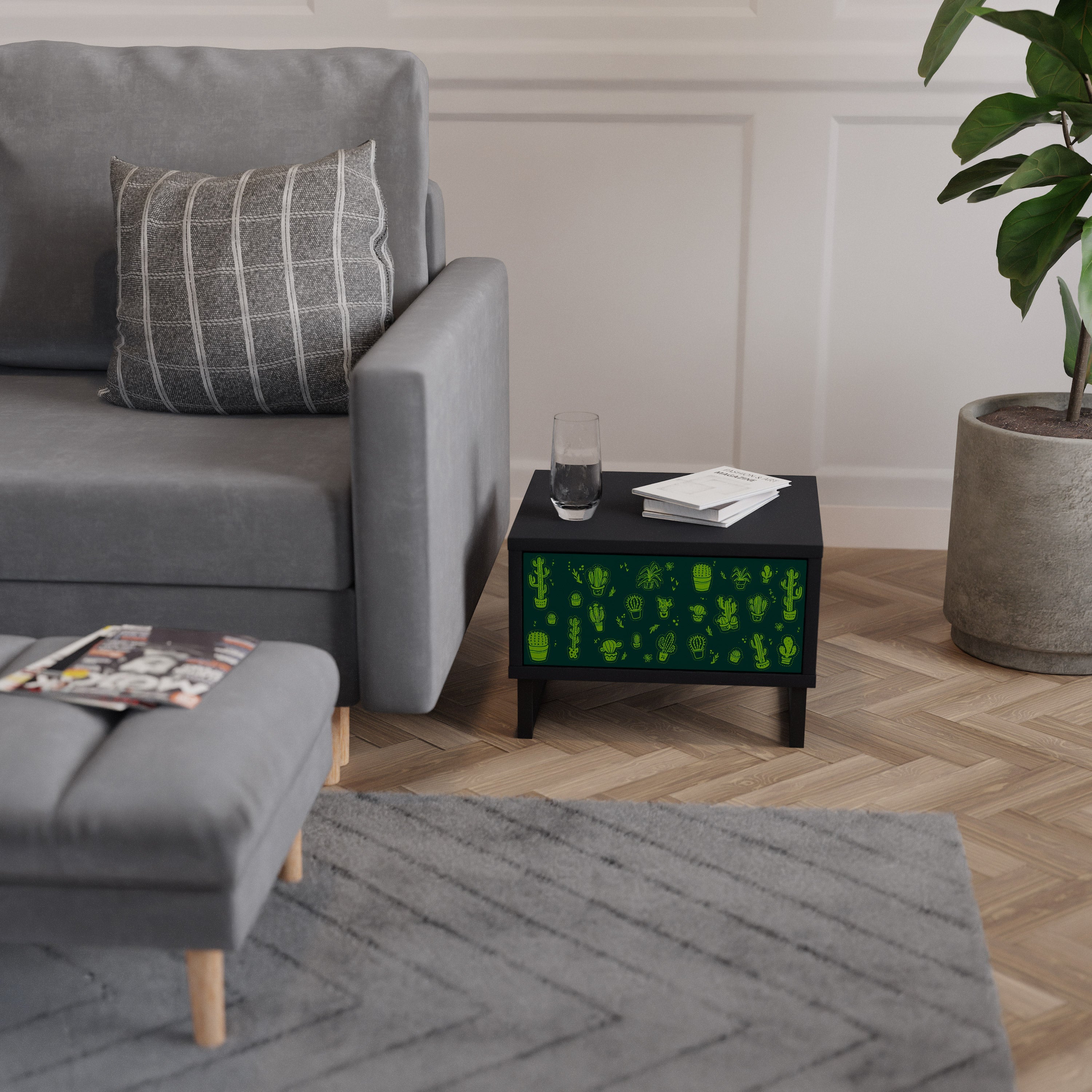 DESERT GREEN Mesa de Cabeceira em Acabamento Preto