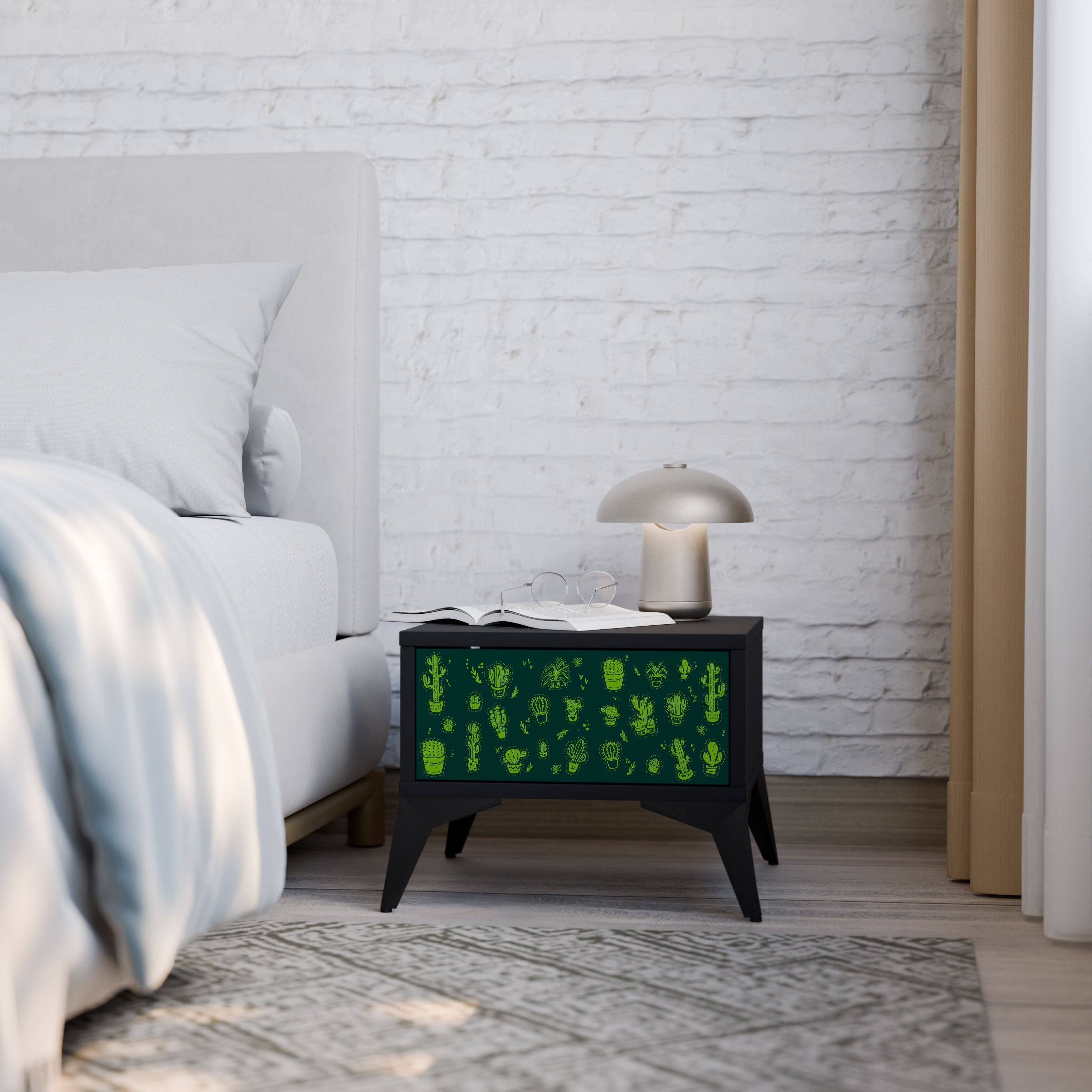 DESERT GREEN Mesa de Cabeceira em Acabamento Preto