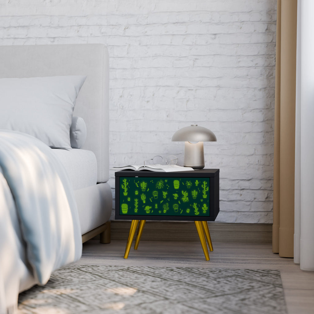 DESERT GREEN Mesa de Cabeceira em Acabamento Preto