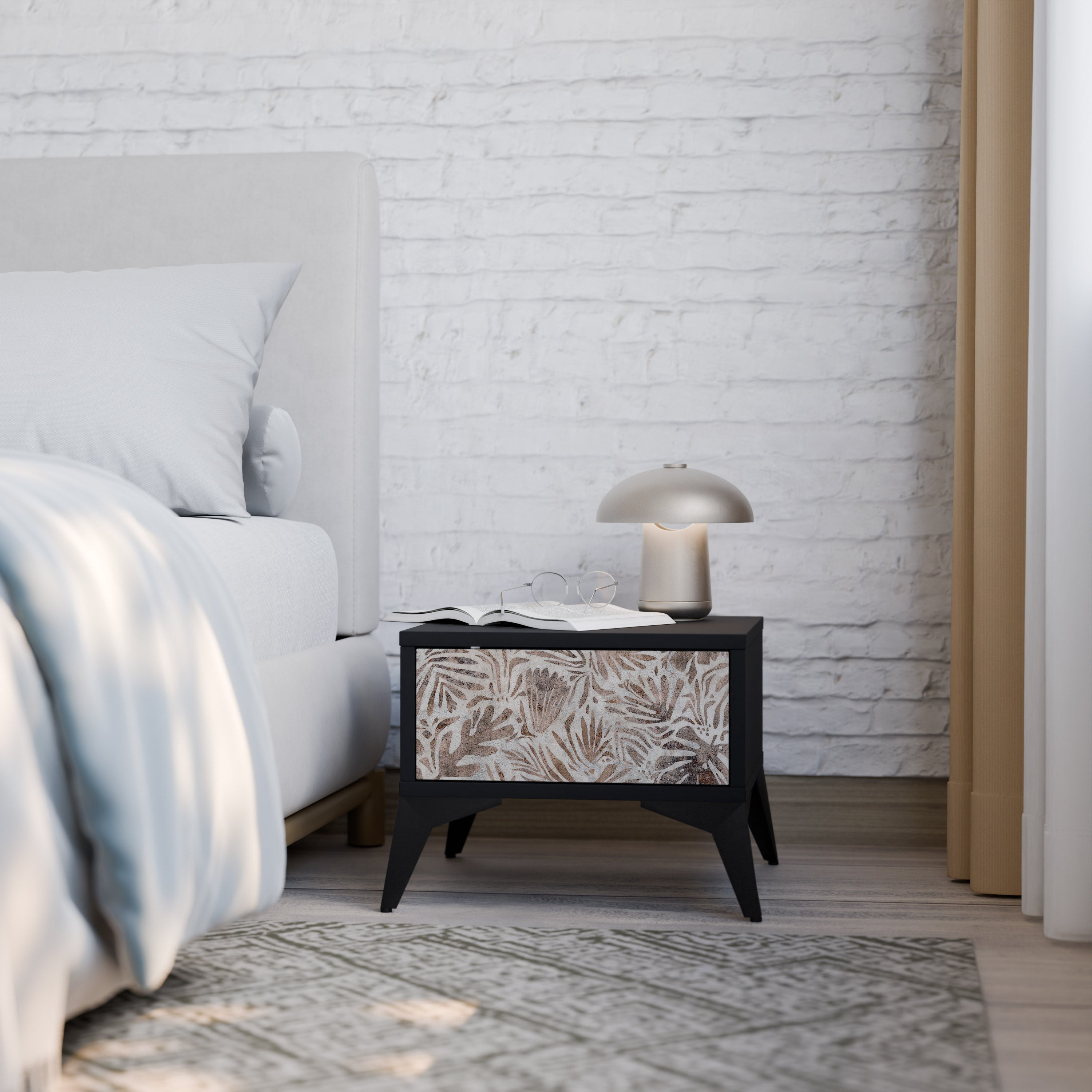 PASSING TIME Mesa de Cabeceira em Acabamento Preto