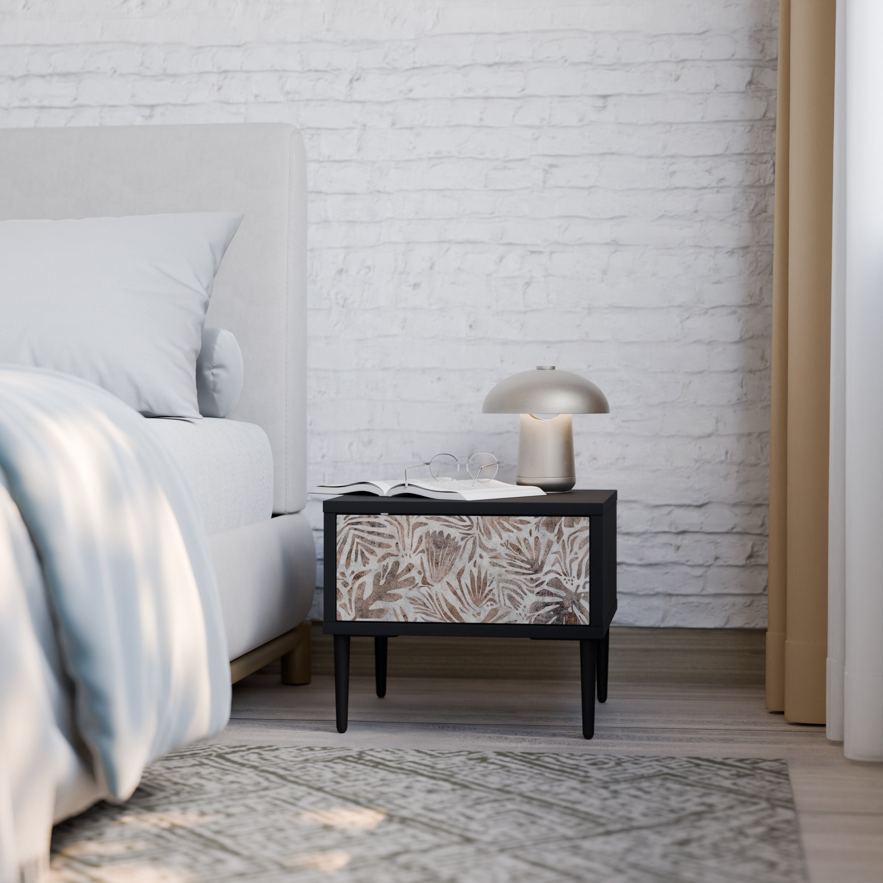 PASSING TIME Mesa de Cabeceira em Acabamento Preto