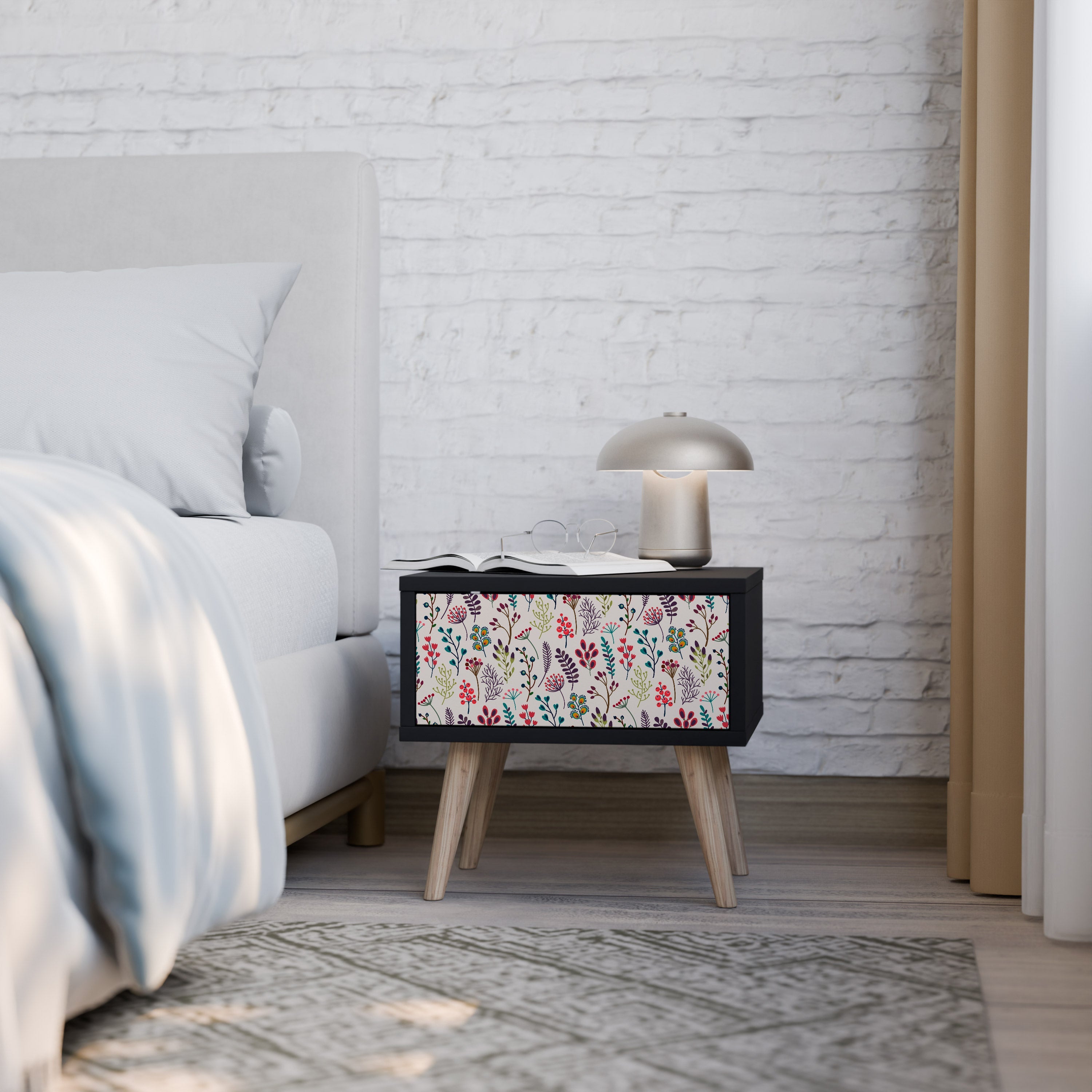 AUTUMN SUNDRIES Mesa de Cabeceira em Acabamento Preto