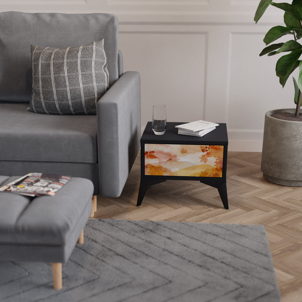 TRACES OF AUTUMN Mesa de Cabeceira em Acabamento Preto