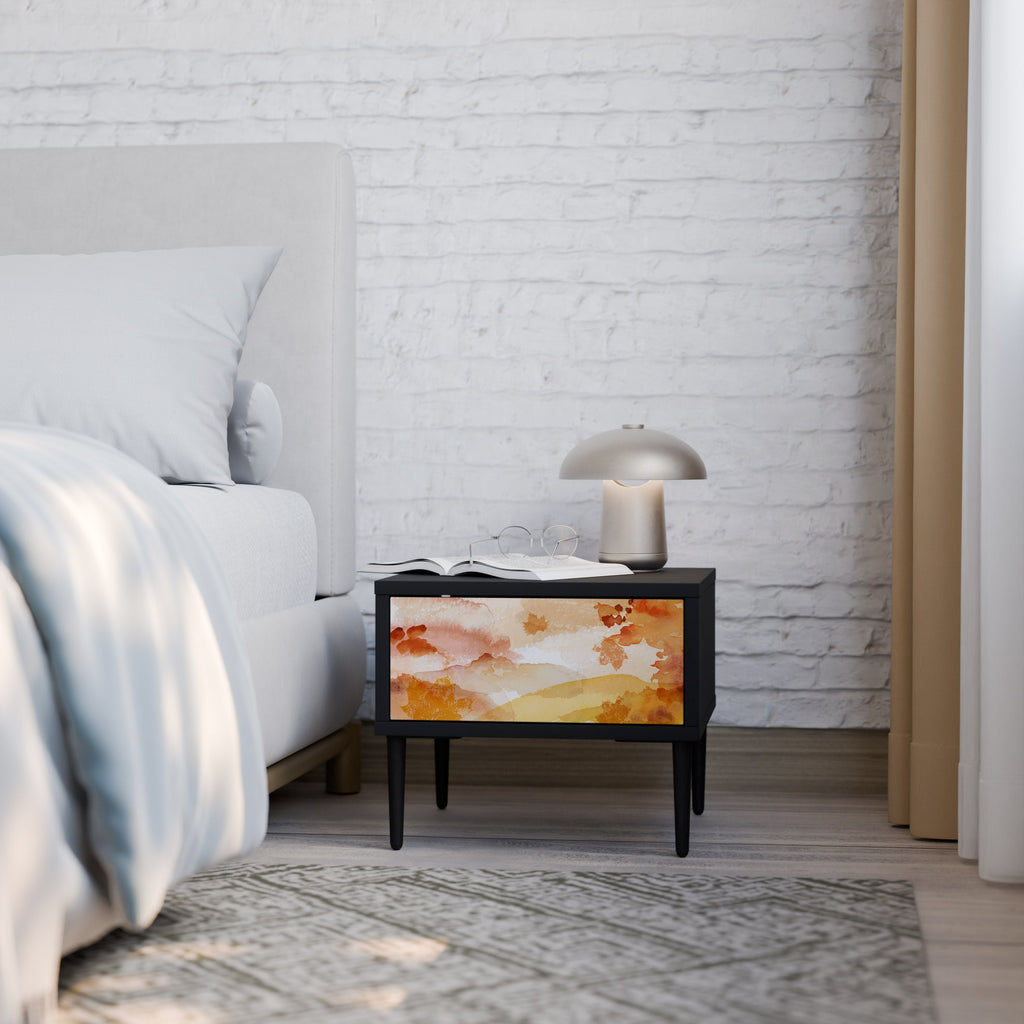 TRACES OF AUTUMN Mesa de Cabeceira em Acabamento Preto