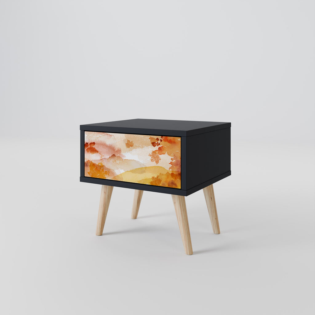 TRACES OF AUTUMN Mesa de Cabeceira em Acabamento Preto