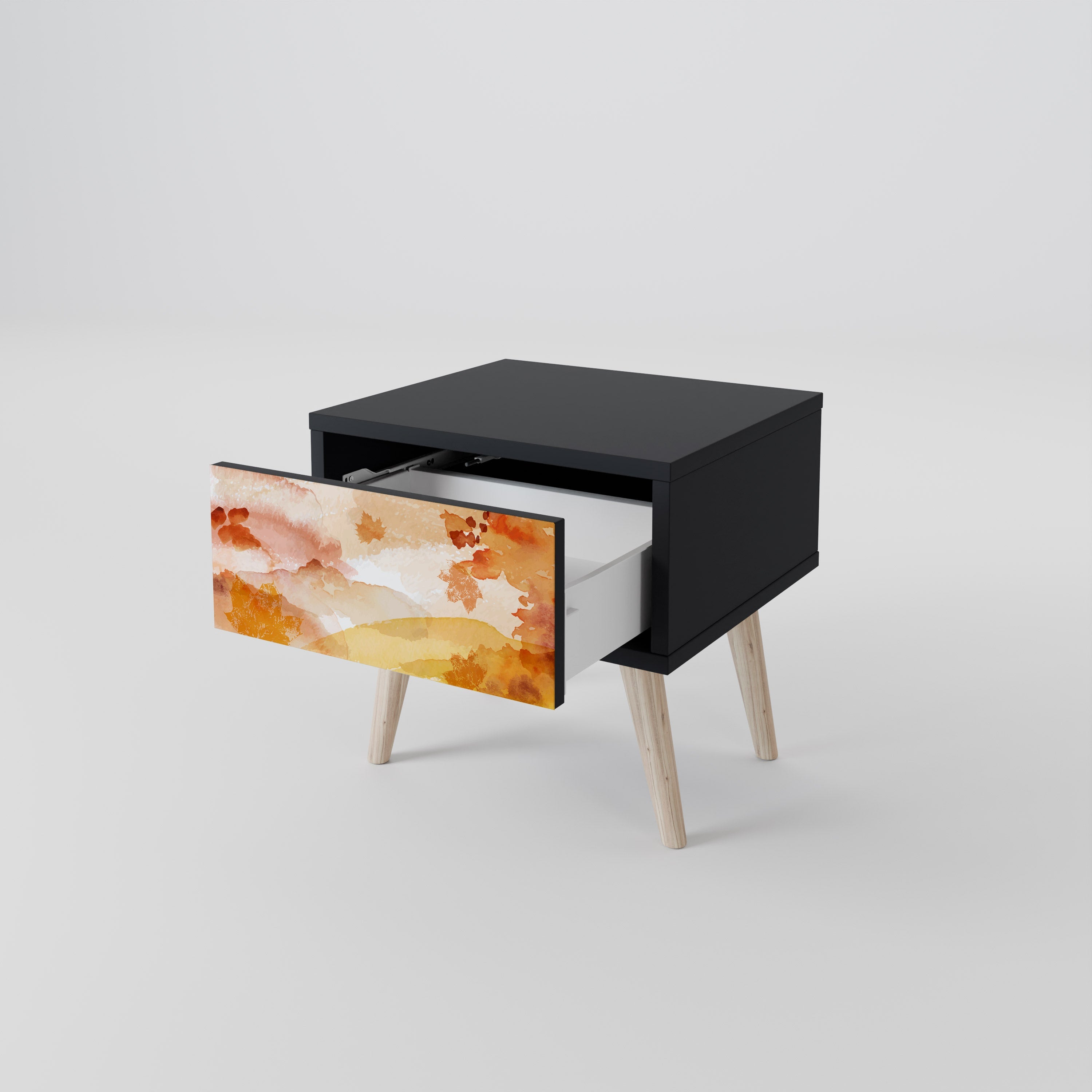 TRACES OF AUTUMN Mesa de Cabeceira em Acabamento Preto