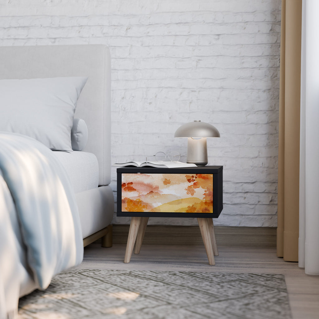 TRACES OF AUTUMN Mesa de Cabeceira em Acabamento Preto