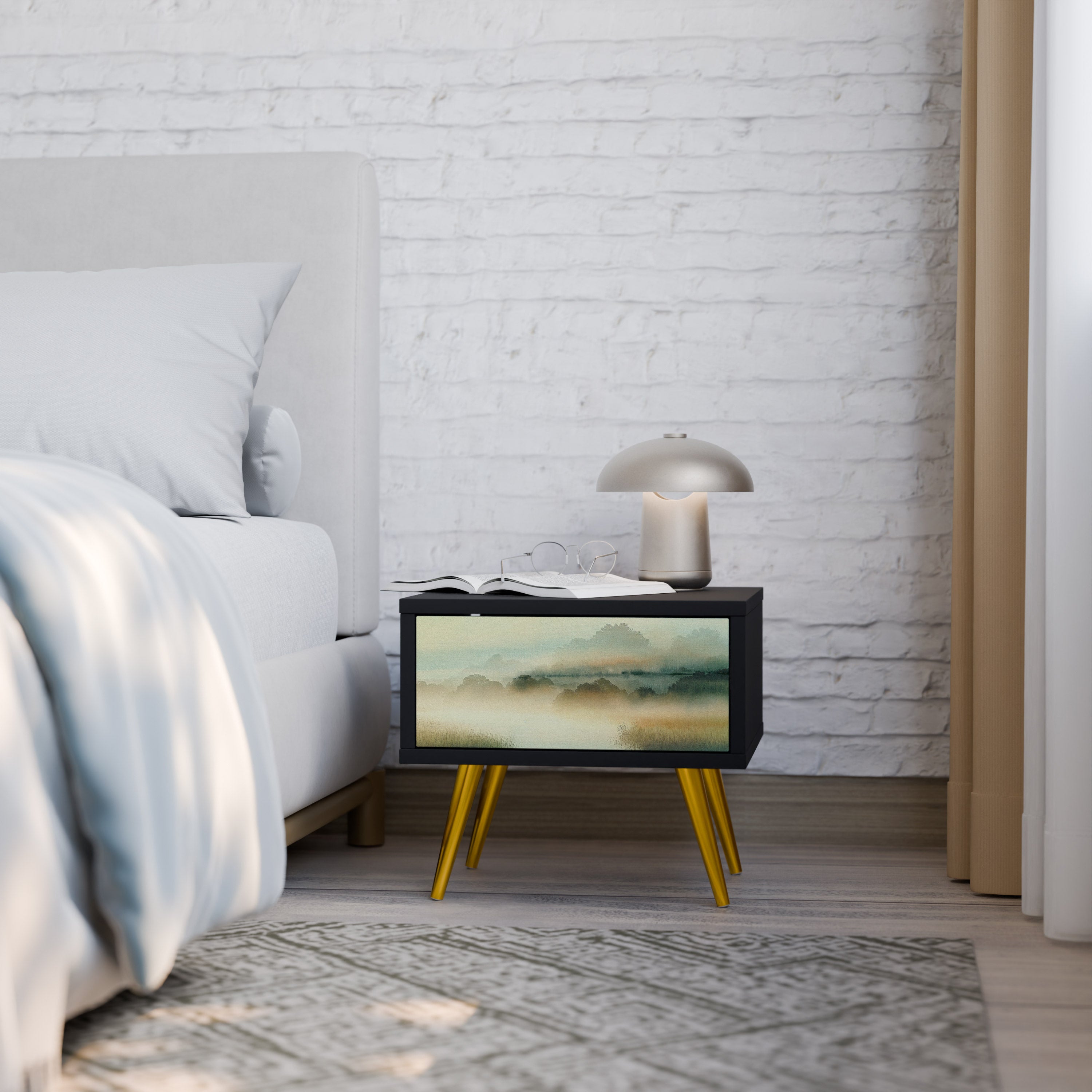 MORNING BY THE LAKE Nightstand in Black Finish