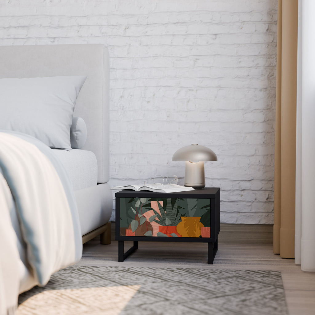 TROPICAL COMPOSITION Mesa de Cabeceira em Acabamento Preto