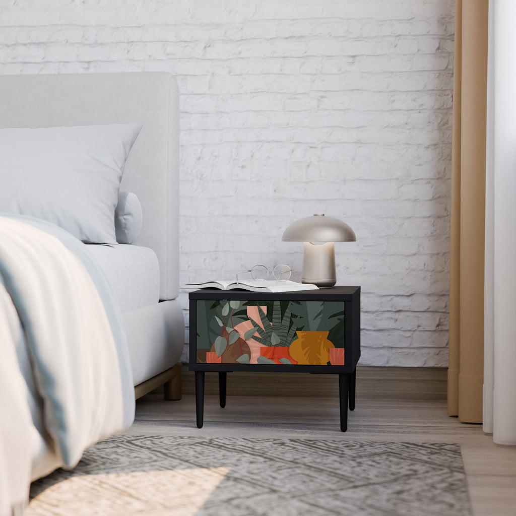 TROPICAL COMPOSITION Mesa de Cabeceira em Acabamento Preto