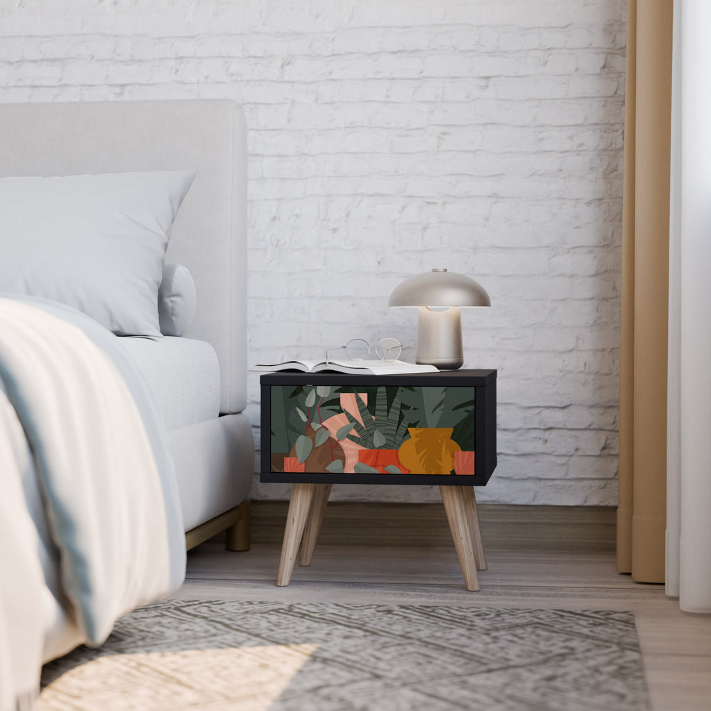 TROPICAL COMPOSITION Mesa de Cabeceira em Acabamento Preto