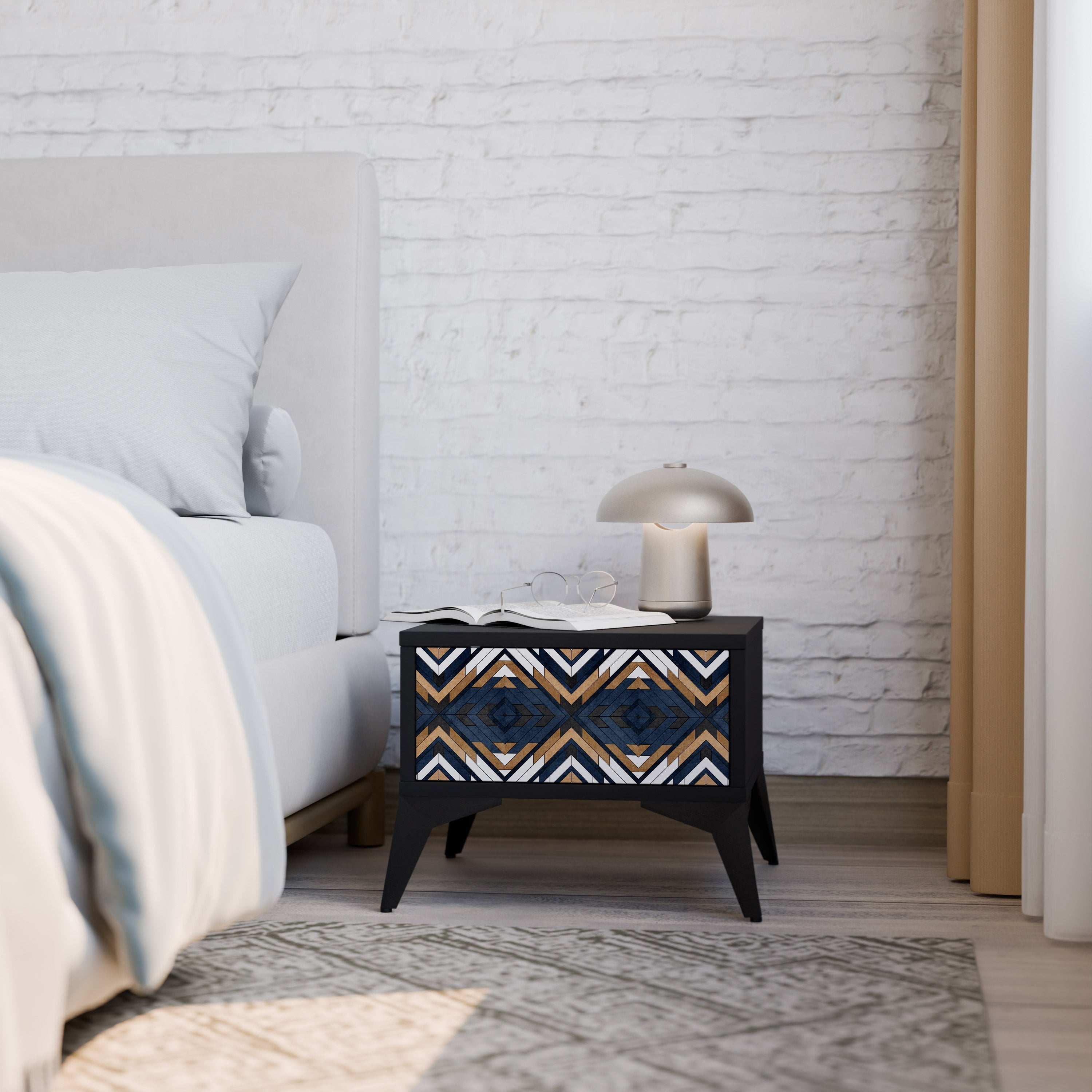 ARTFUL GEOMETRY Mesa de Cabeceira em Acabamento Preto