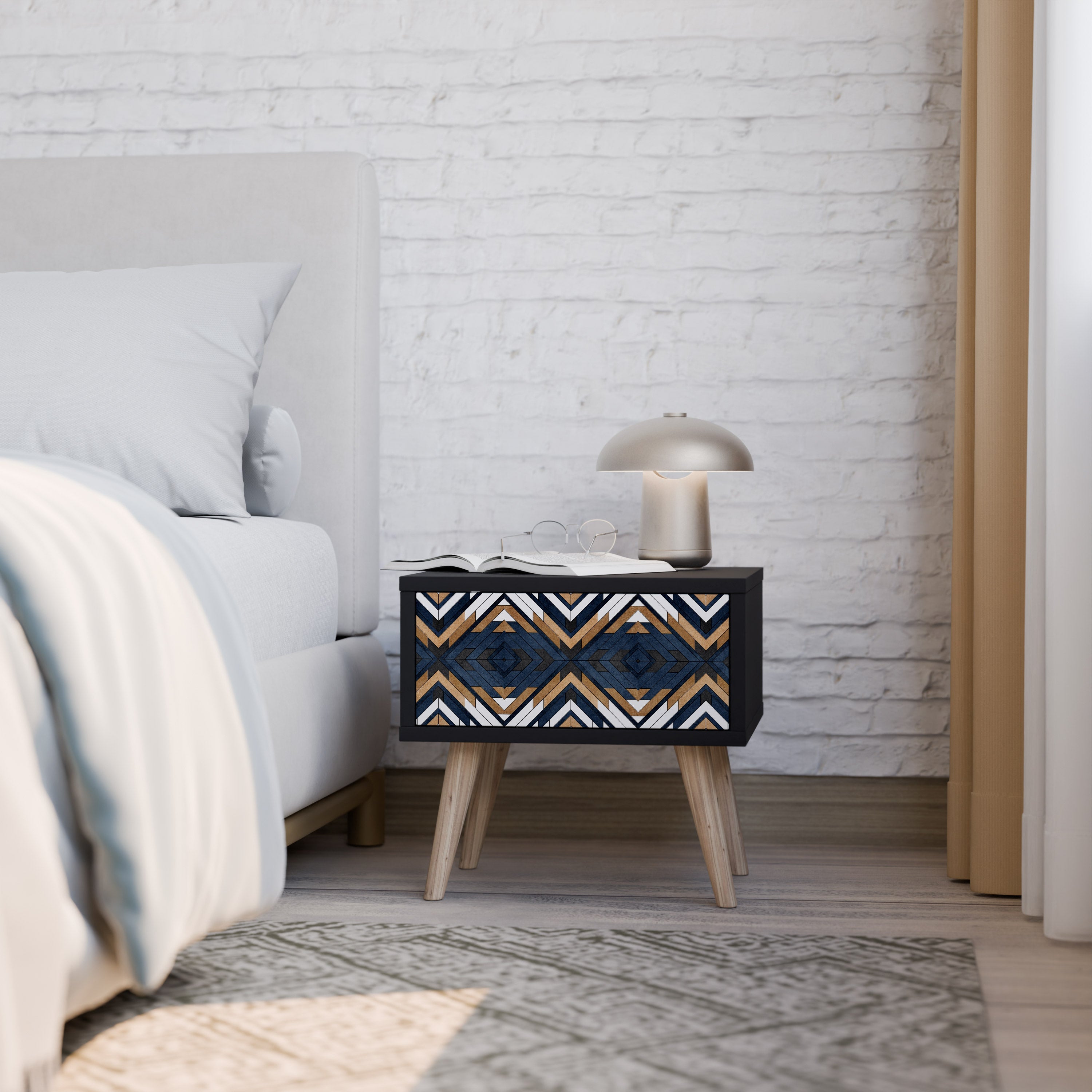 ARTFUL GEOMETRY Mesa de Cabeceira em Acabamento Preto