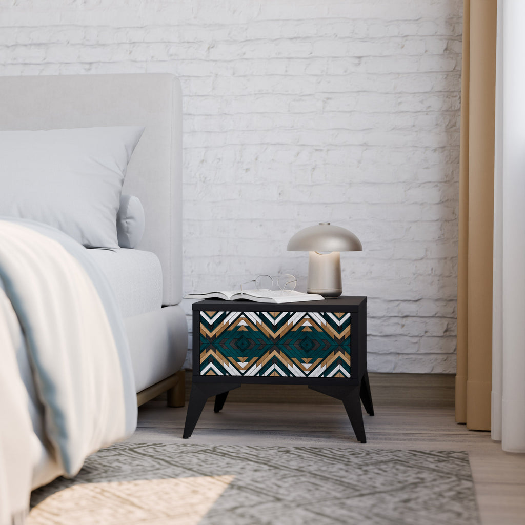 ARTISTIC GEOMETRY Mesa de Cabeceira em Acabamento Preto