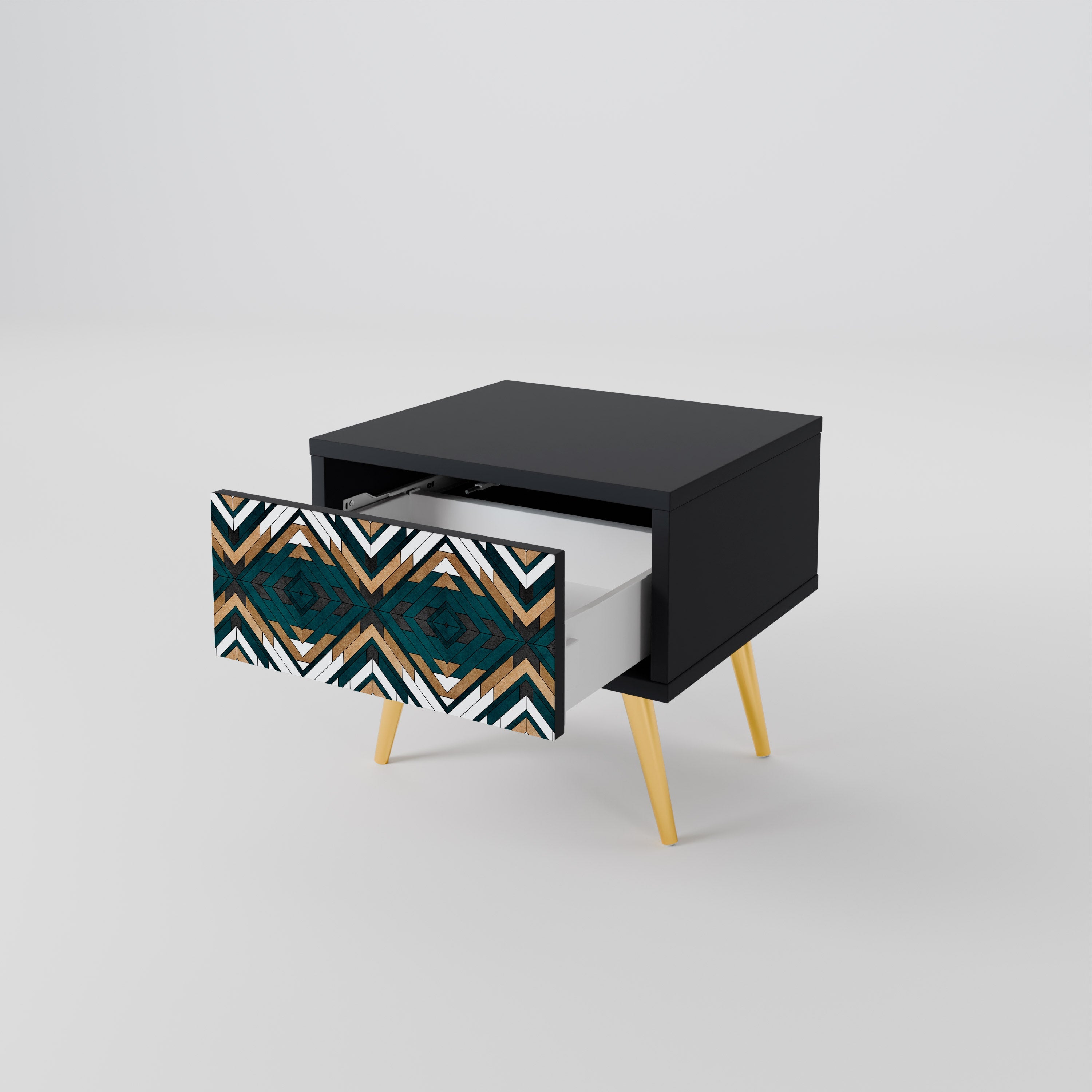 ARTISTIC GEOMETRY Mesa de Cabeceira em Acabamento Preto