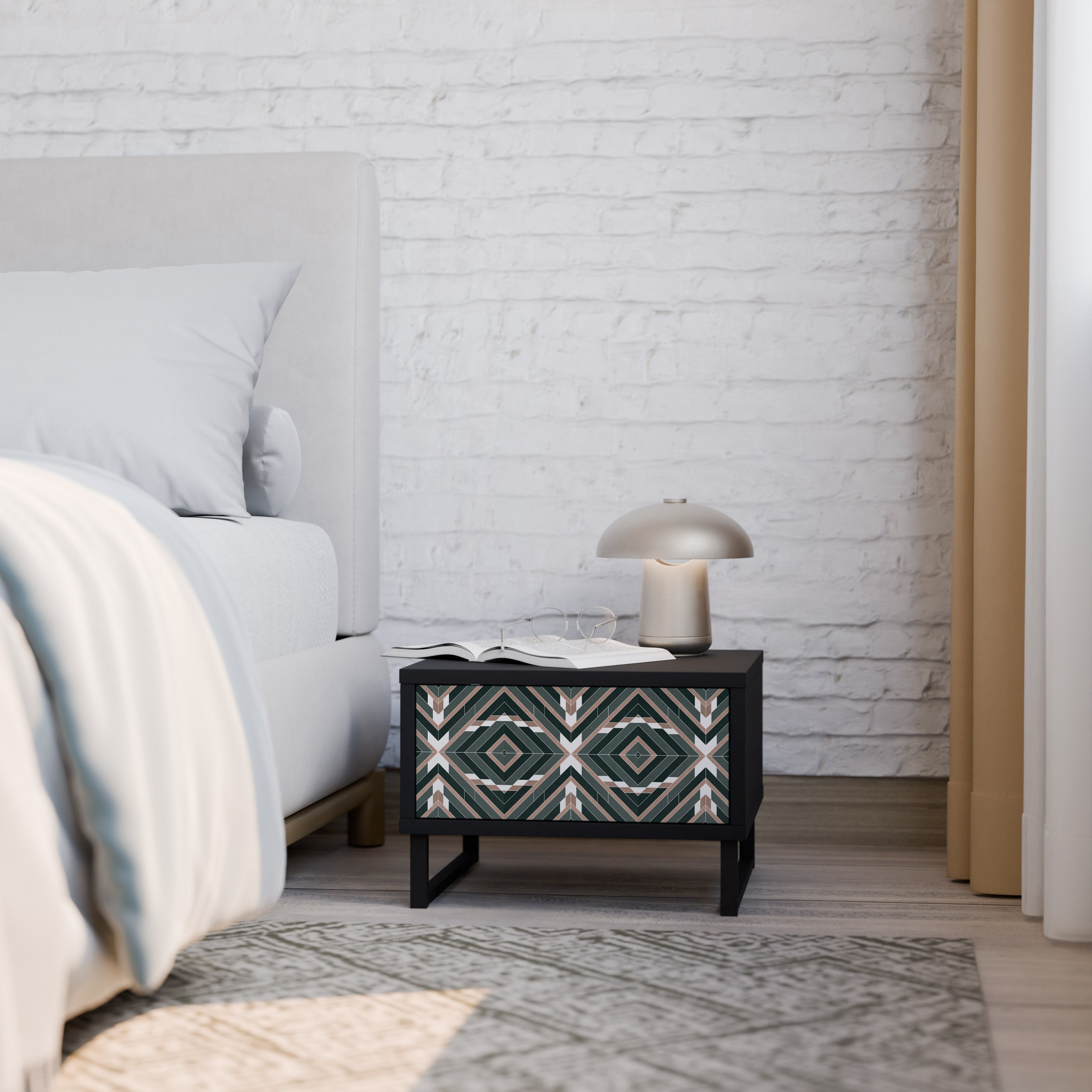 DIMENSION DELIGHTS Mesa de Cabeceira em Acabamento Preto