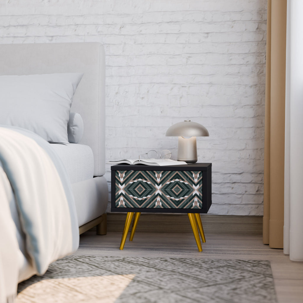 DIMENSION DELIGHTS Mesa de Cabeceira em Acabamento Preto