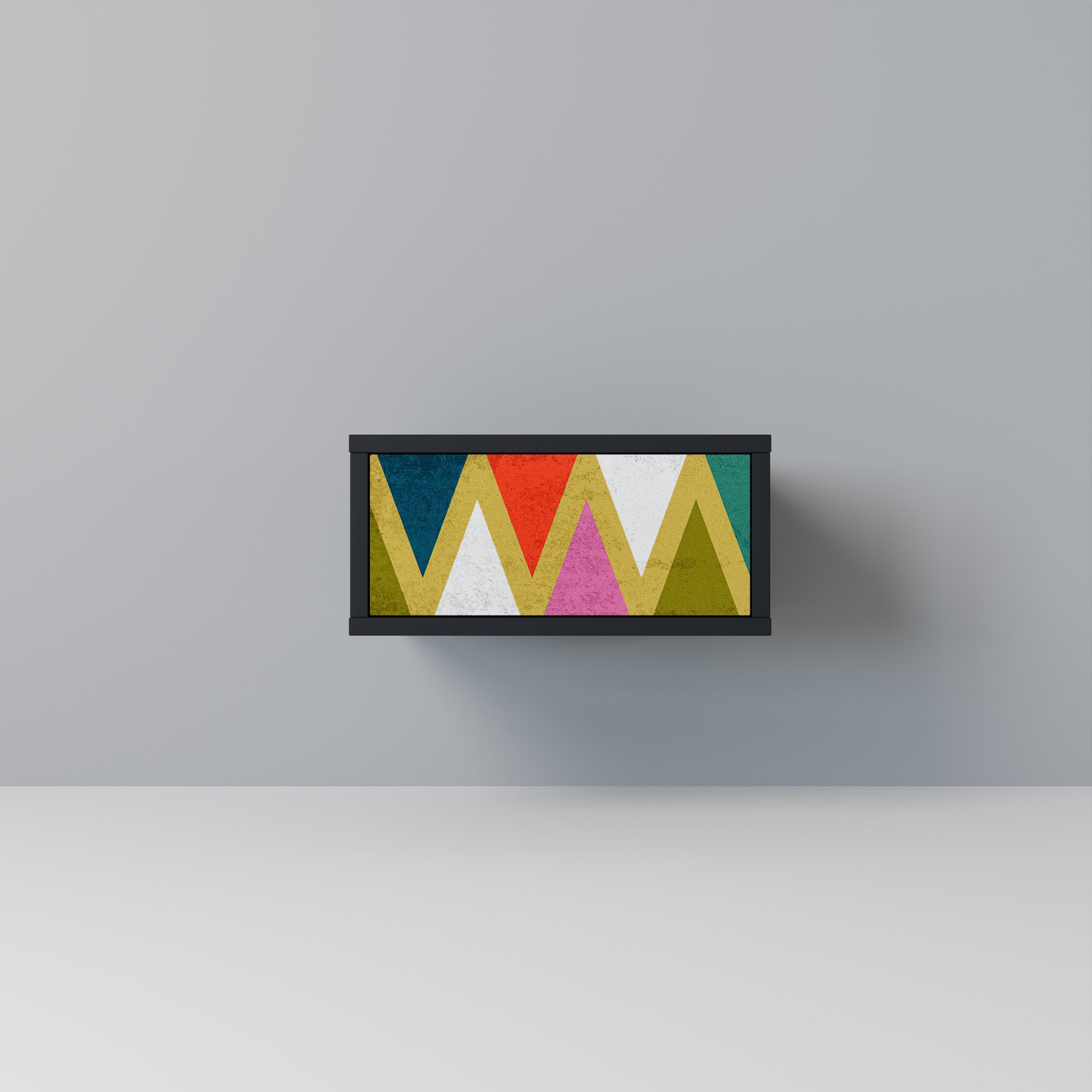 COLORFUL TRIANGLES Mesa de Cabeceira em Acabamento Preto