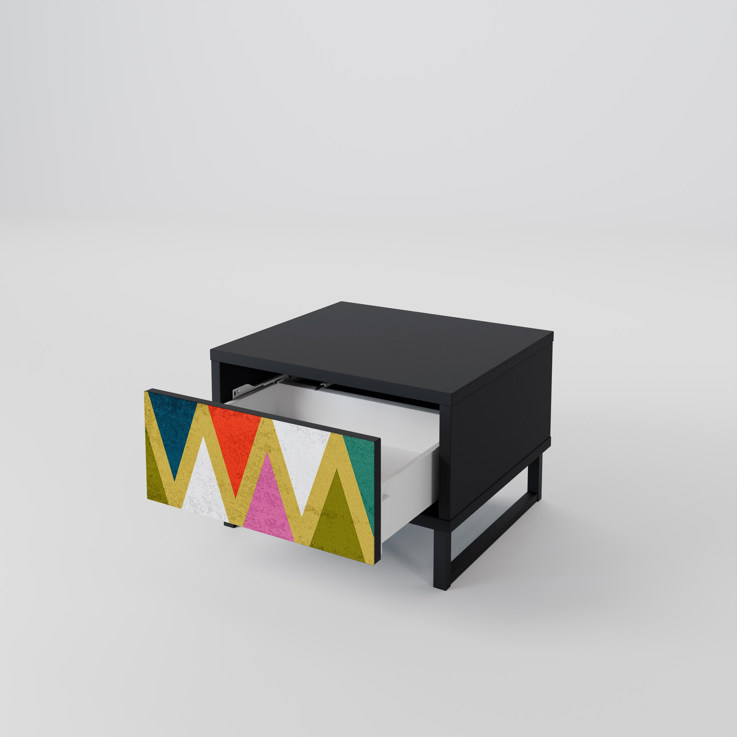 COLORFUL TRIANGLES Mesa de Cabeceira em Acabamento Preto