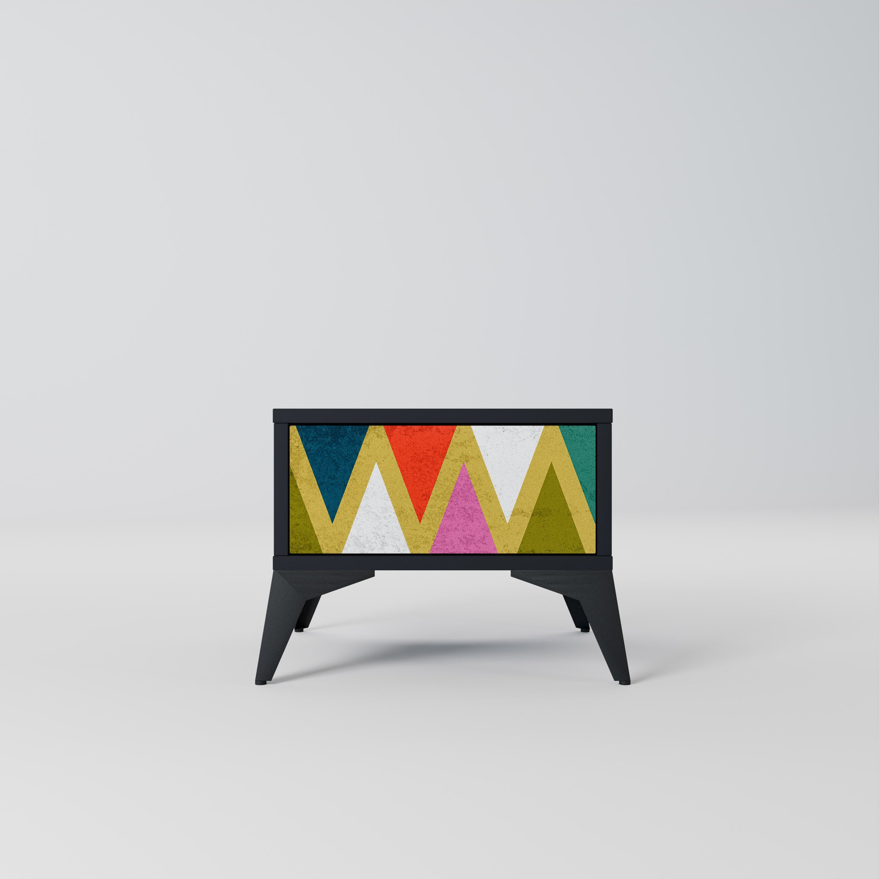 COLORFUL TRIANGLES Mesa de Cabeceira em Acabamento Preto